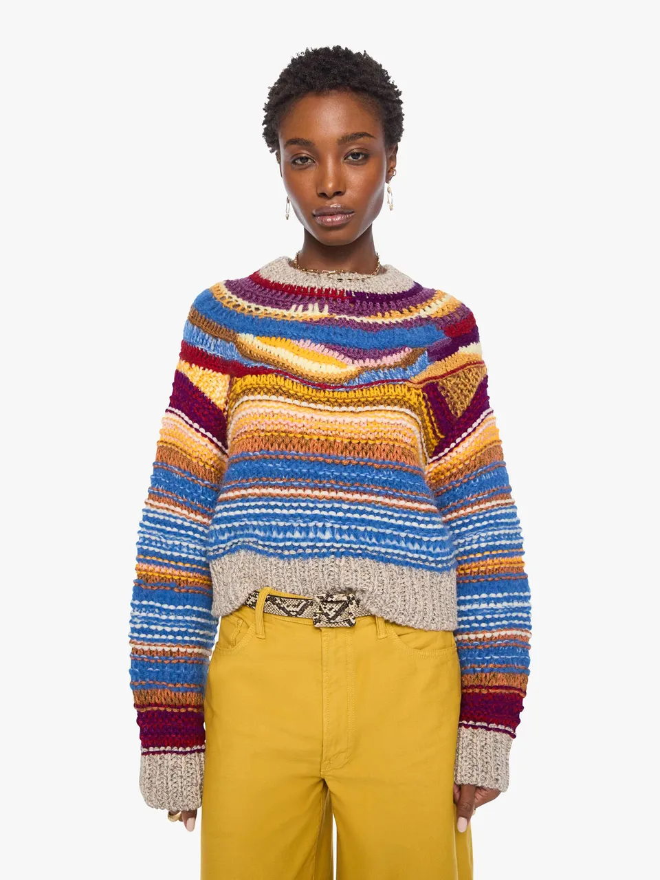 Mother The Boxy Jumper Strickpullover Multi Color Baumwolle