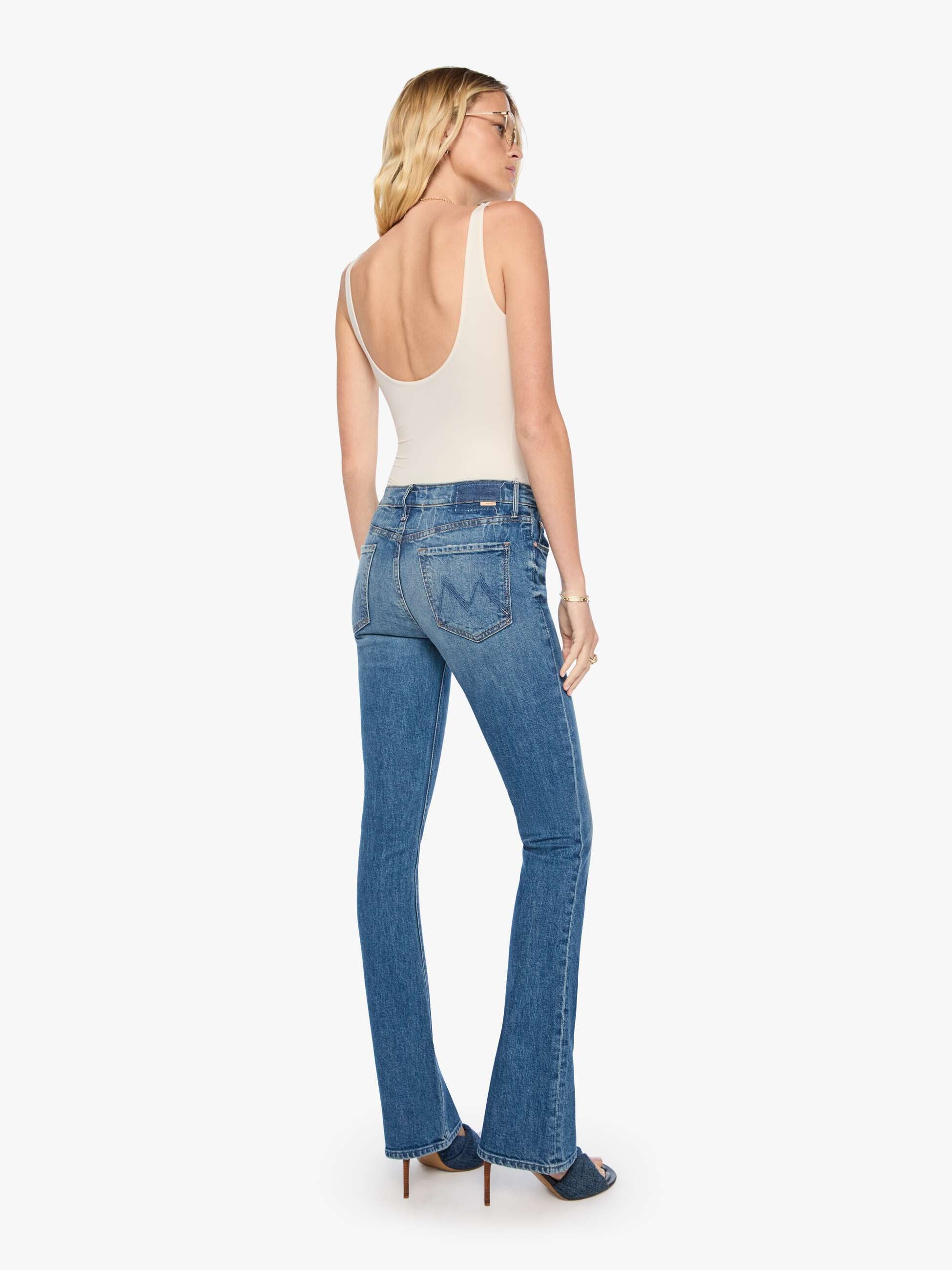 Mother The Runaway Jeans On A Roll Blau Mid Rise Flare