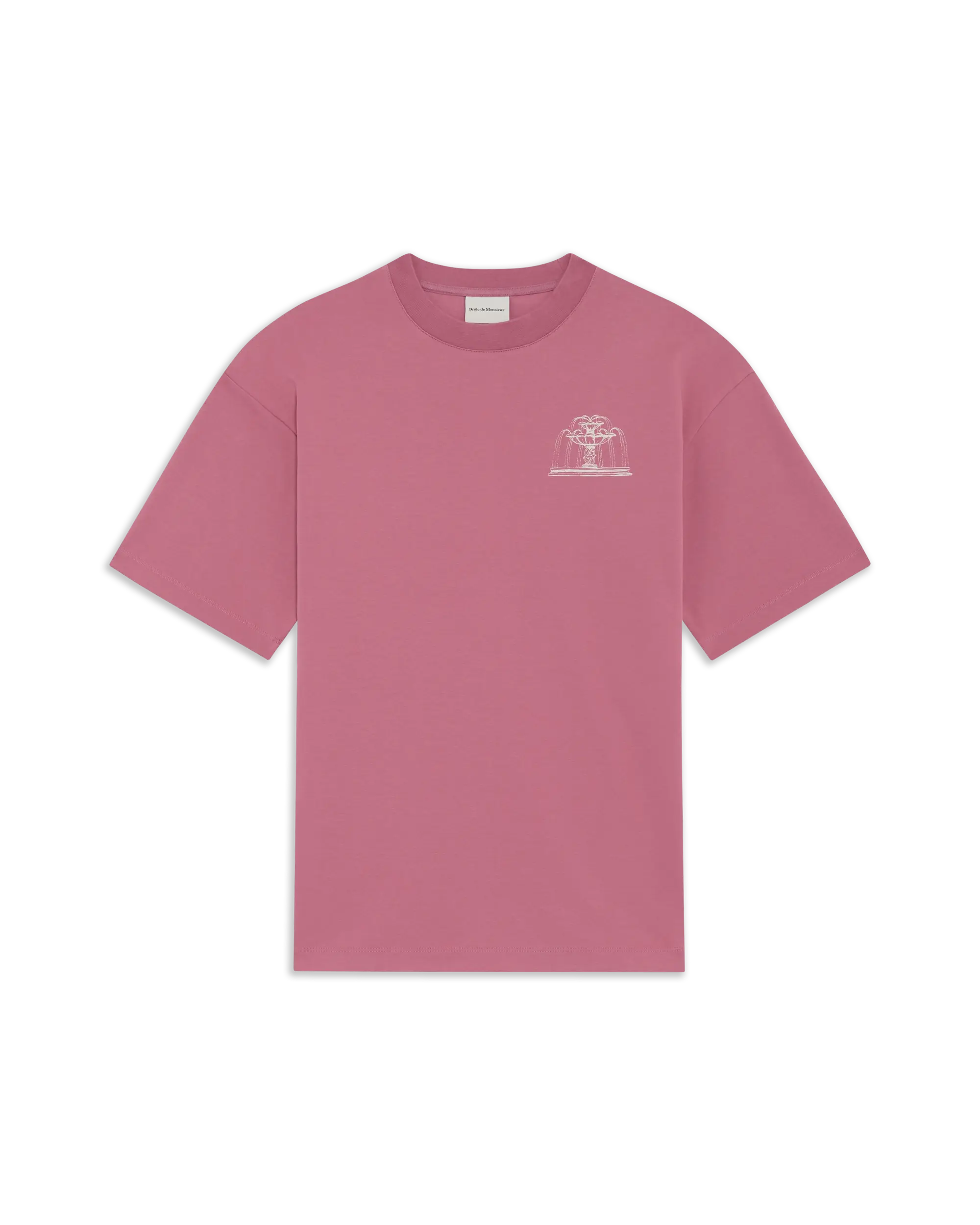 Drôle De Monsieur Fountain Print T-Shirt Baumwolle Dunkelrosa M