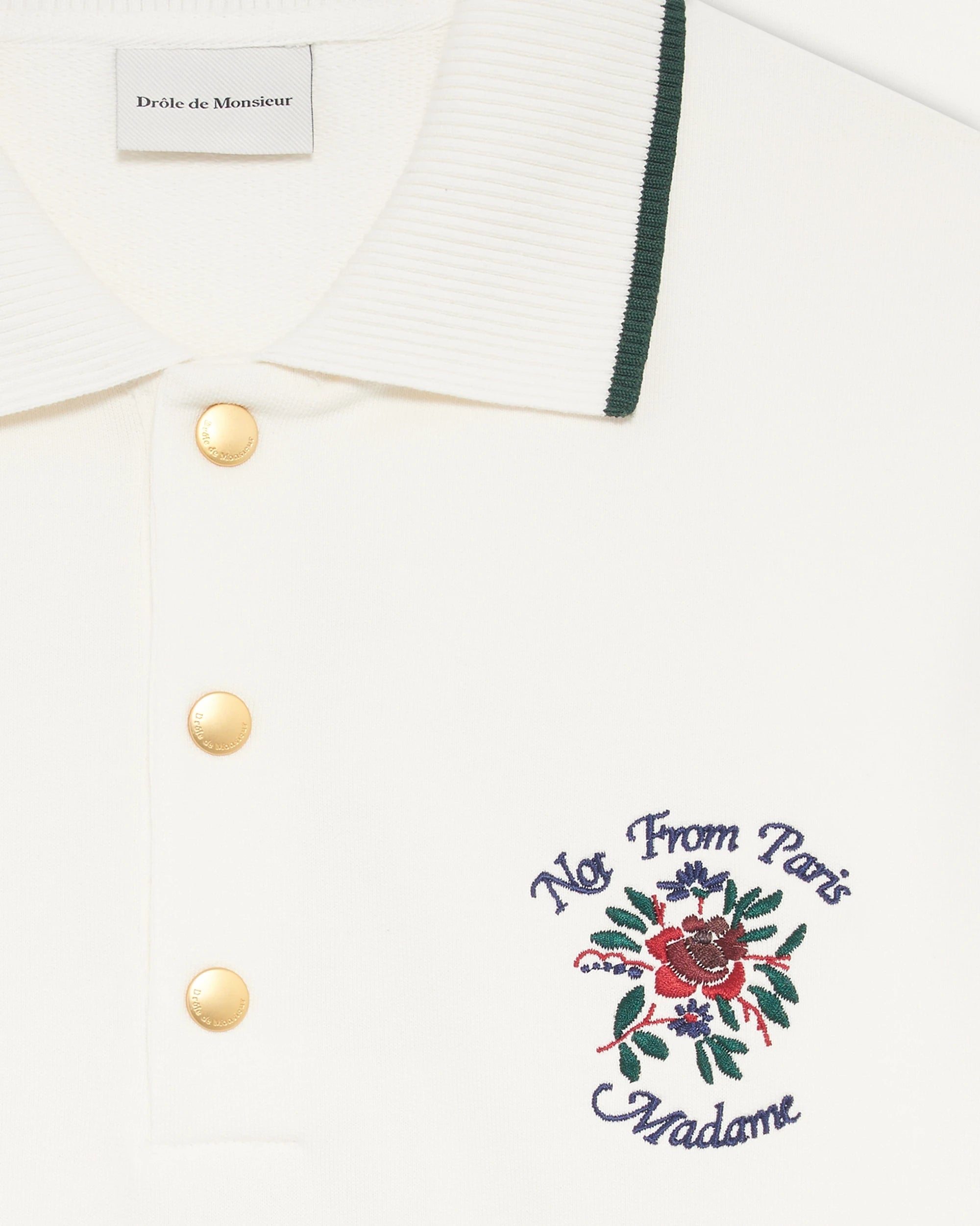 Drôle De Monsieur Le Polo Slogan Rose Polo Off-White Baumwolle