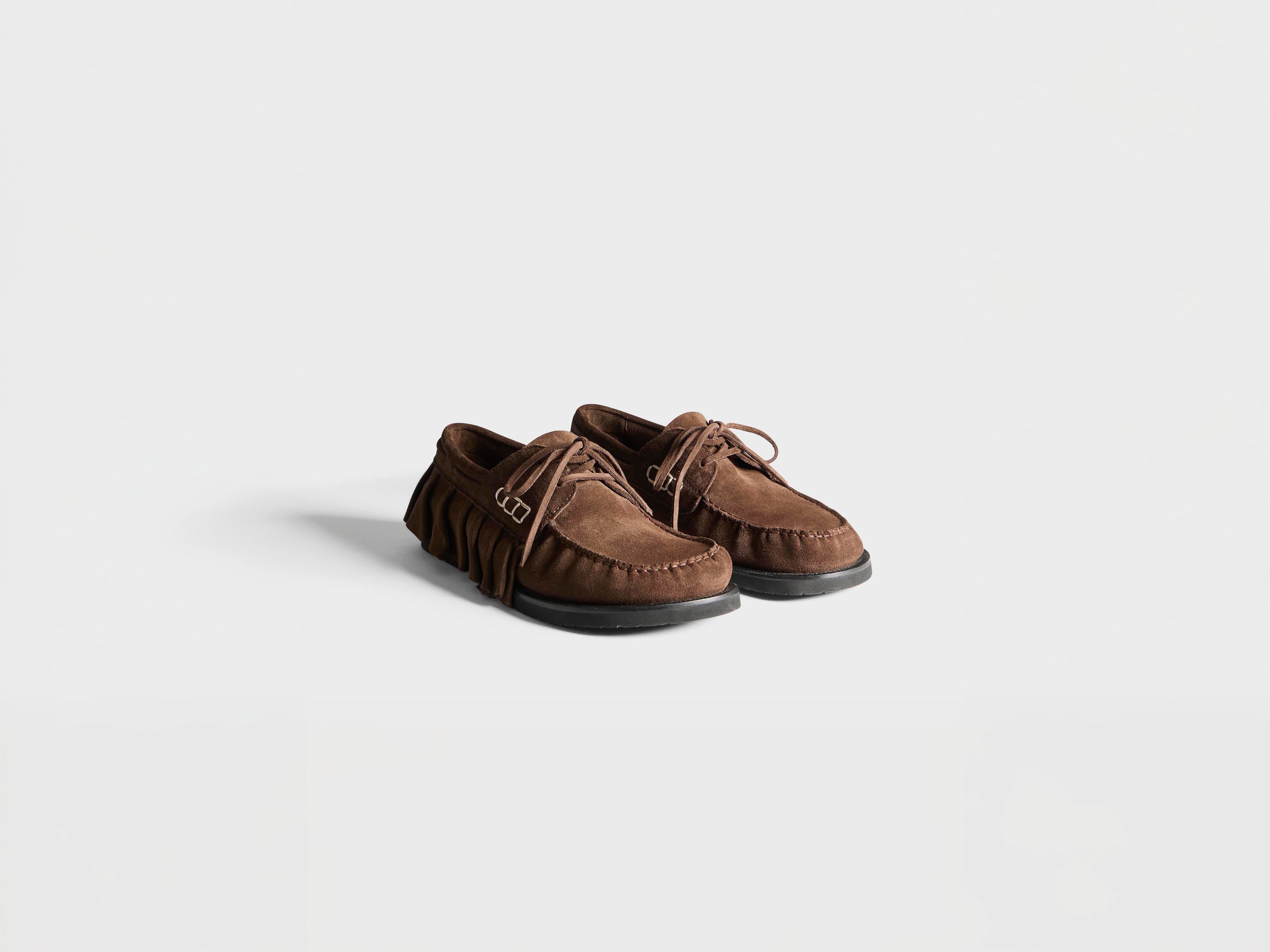 J.W.Anderson Loafer Ruffle Bootsschuh Braun Wildleder Damen