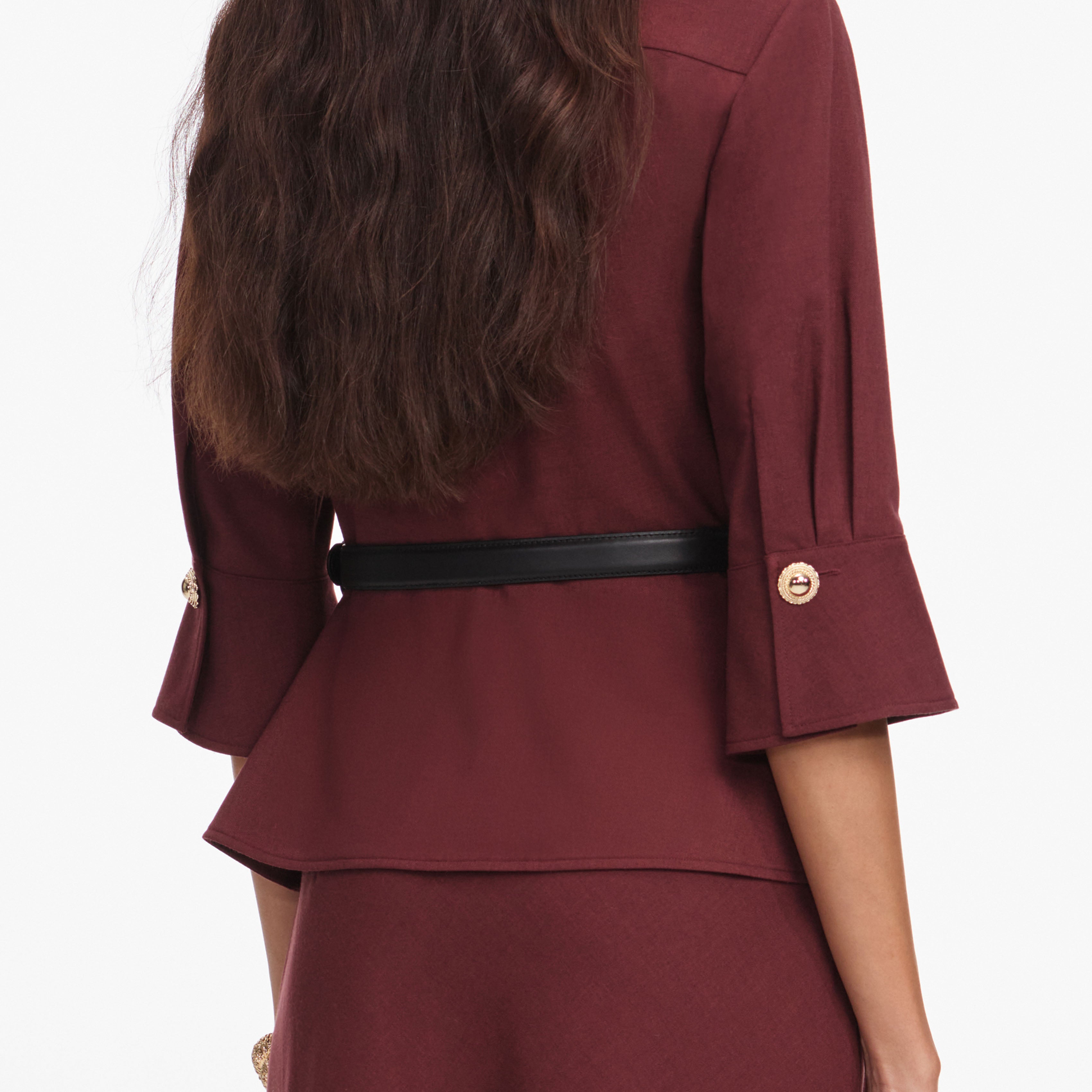 Self Portrait Brown Twill Maxi Kleid Braun Goldknöpfe