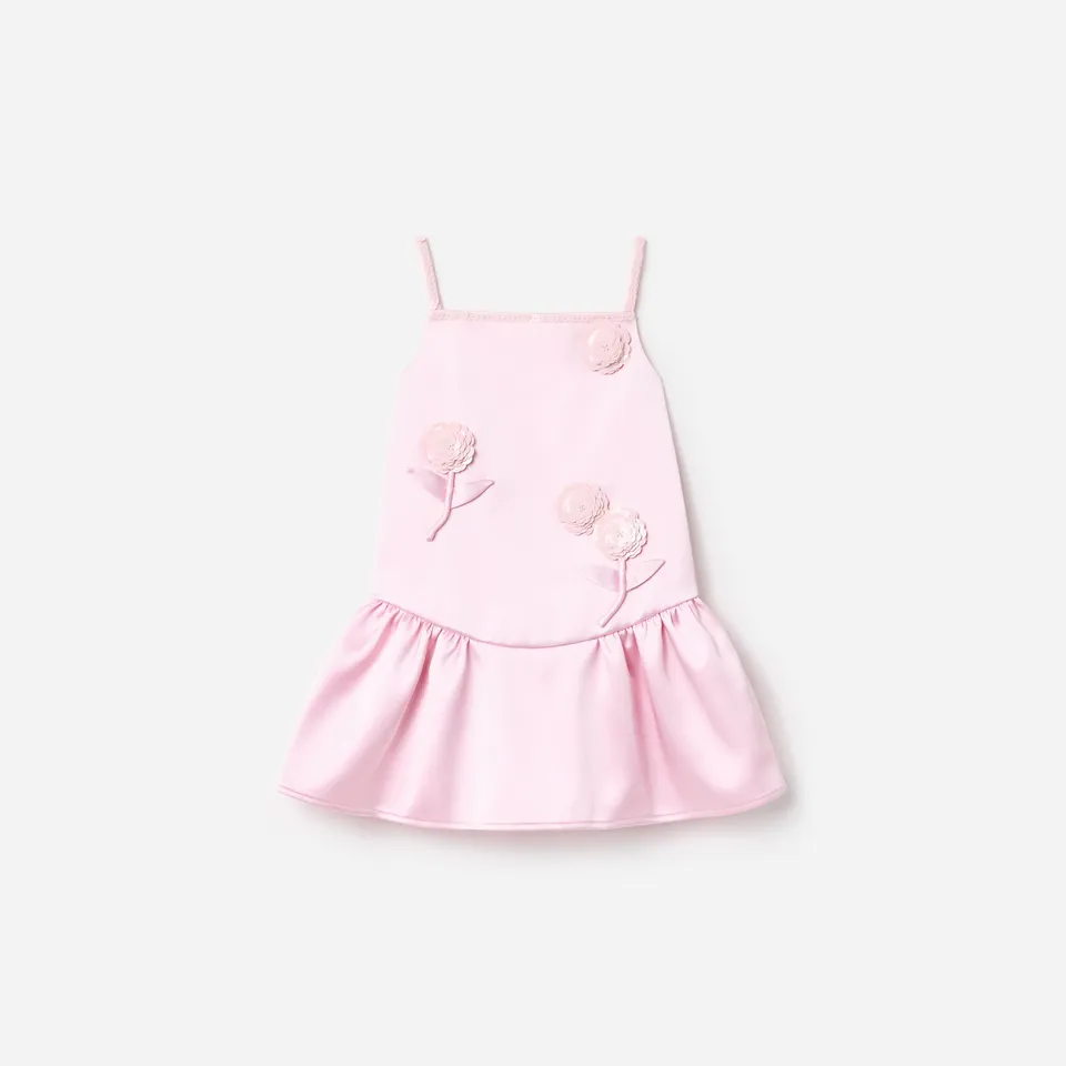Self Portrait Pink Sequin Flower Kinderkleid rosa Crepe Pailletten