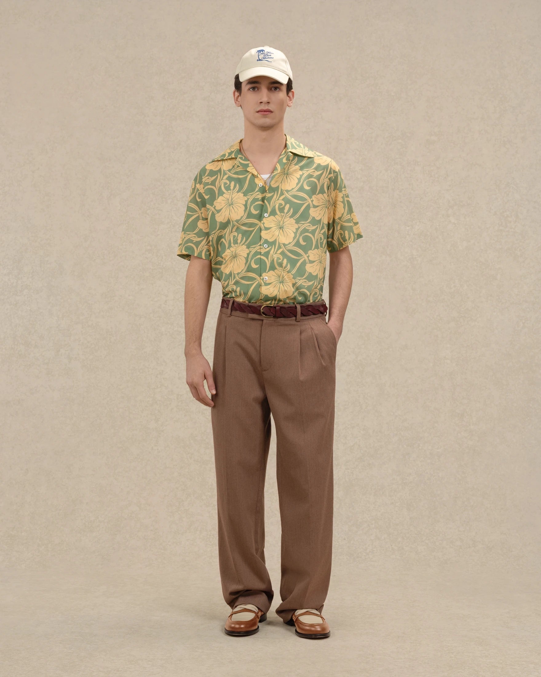 Drôle De Monsieur Chemise Hibiscus Hemd Grün Baumwolle