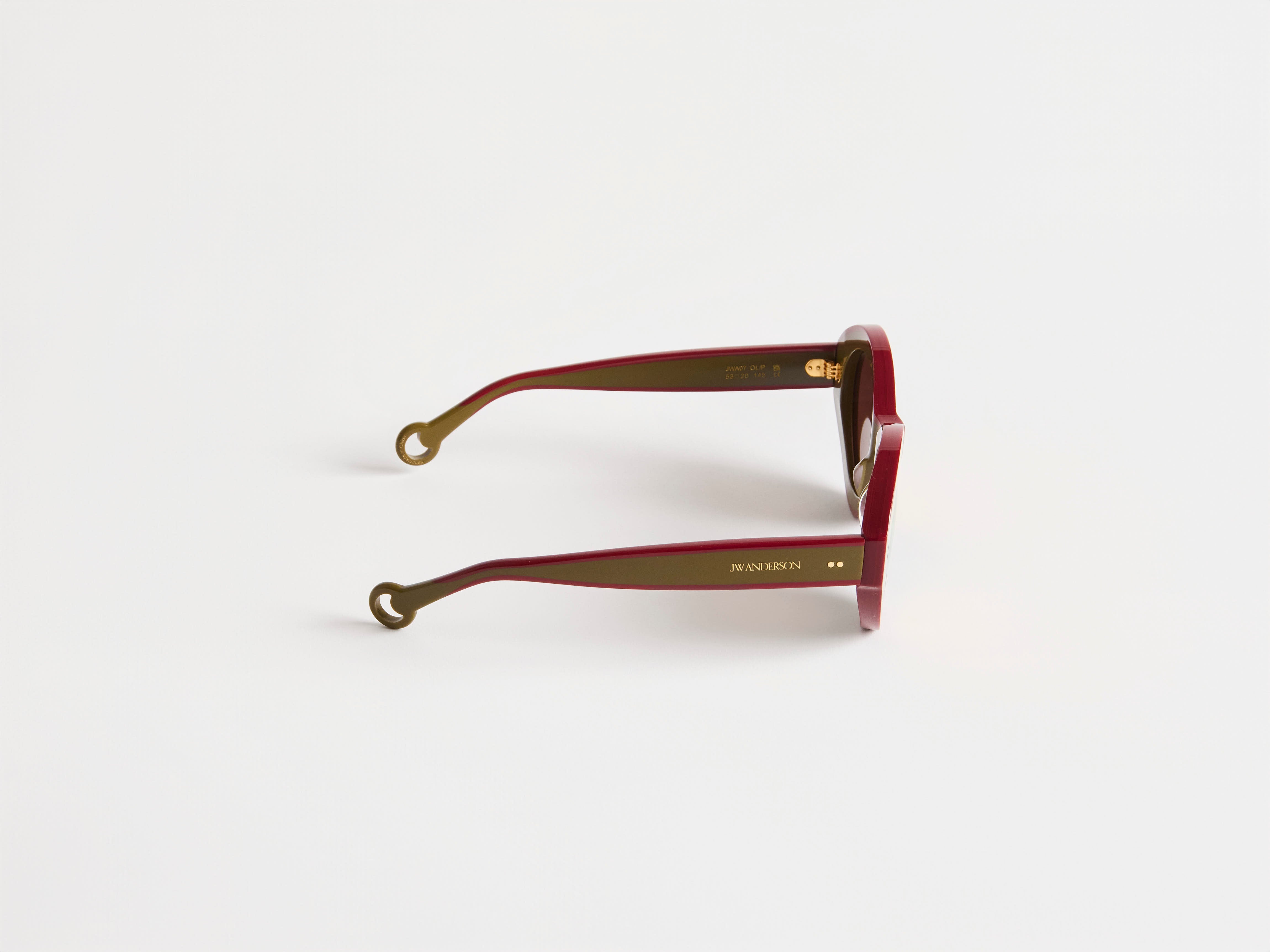 J.W.Anderson JWA07 Bumper Sonnenbrille khaki bordeaux Acetat
