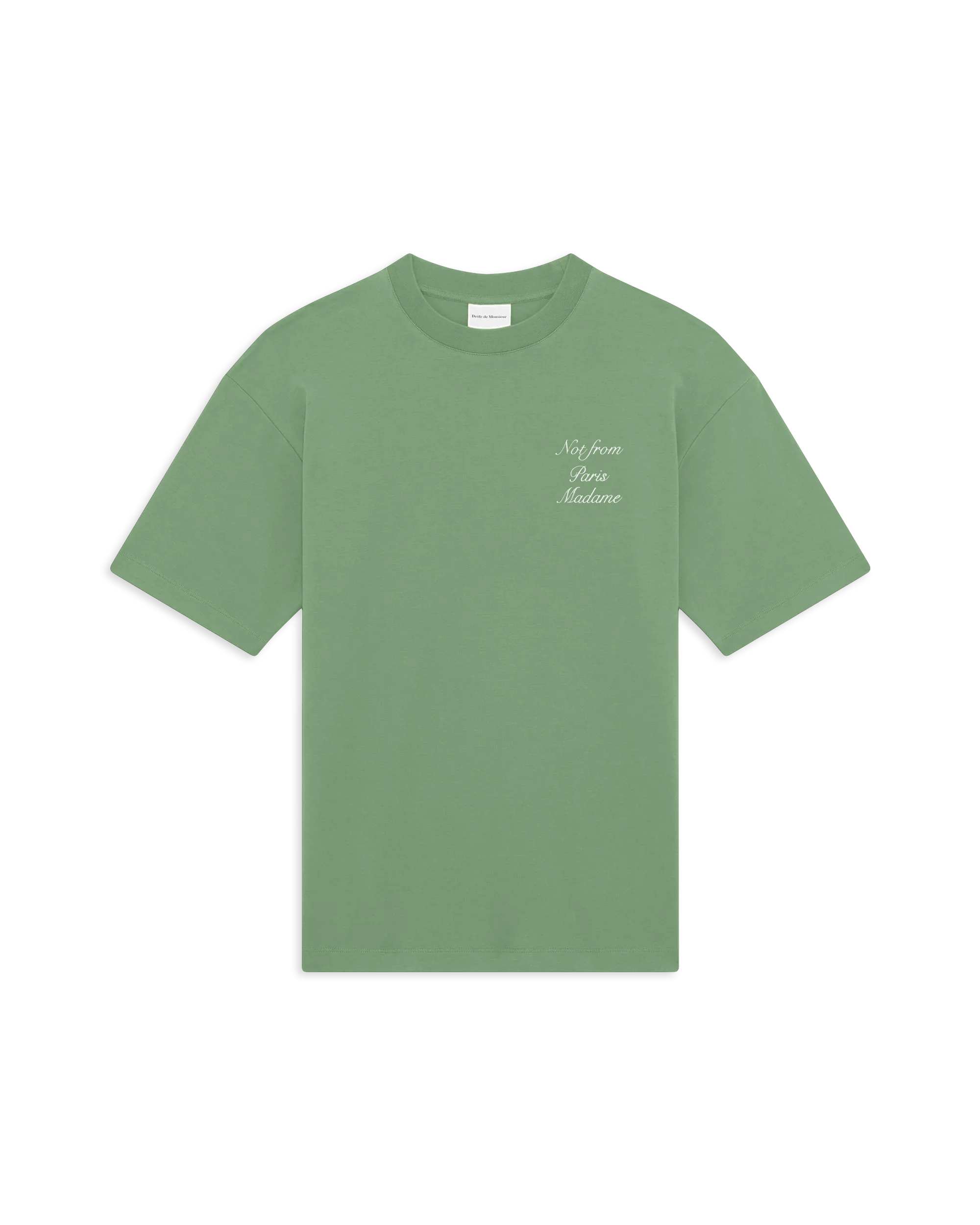 Drôle De Monsieur Slogan Calligraphy T-Shirt Hellgrün Baumwolle