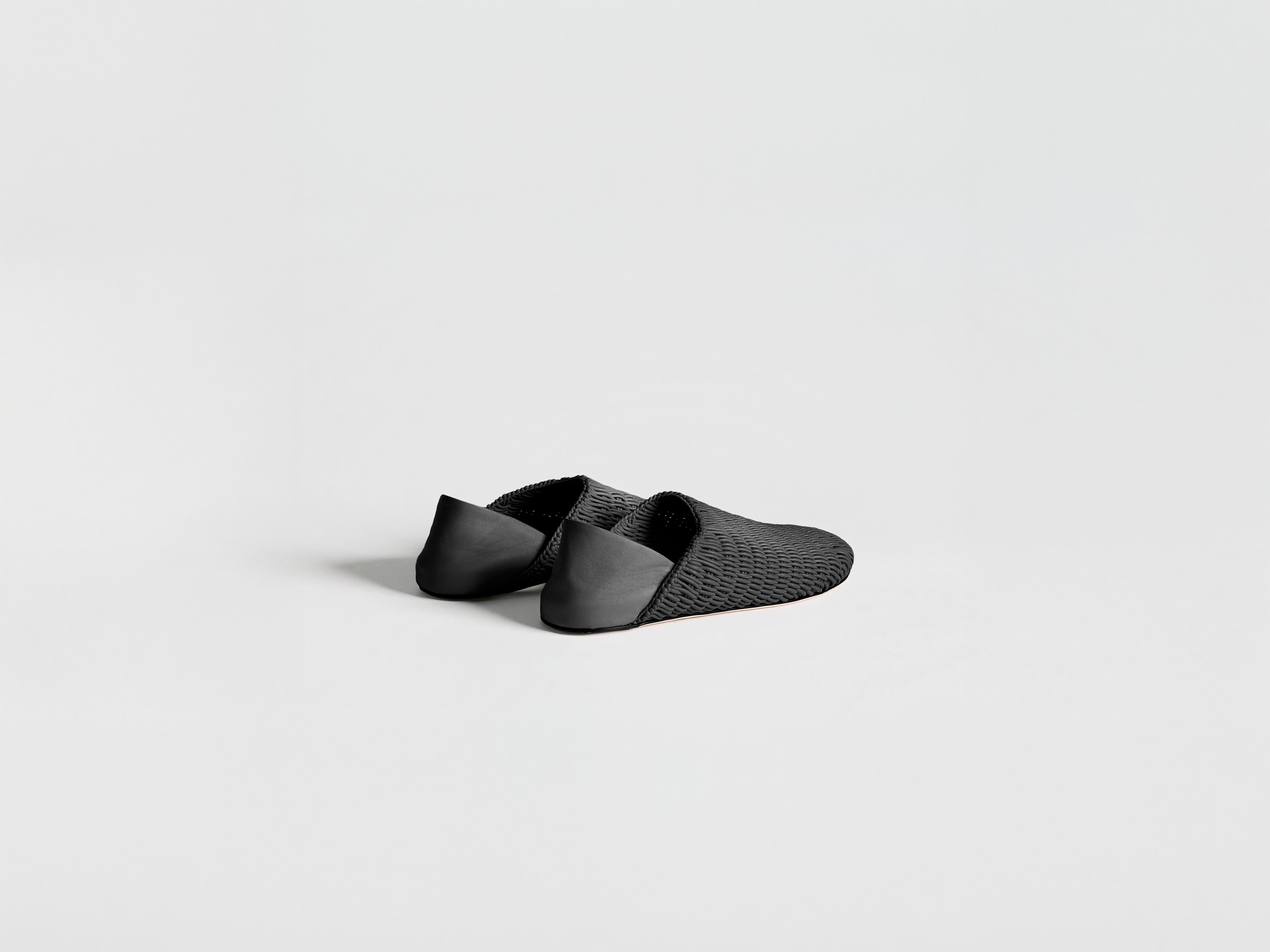 J.W.Anderson Slipper Mules Schwarz geflochten Leder