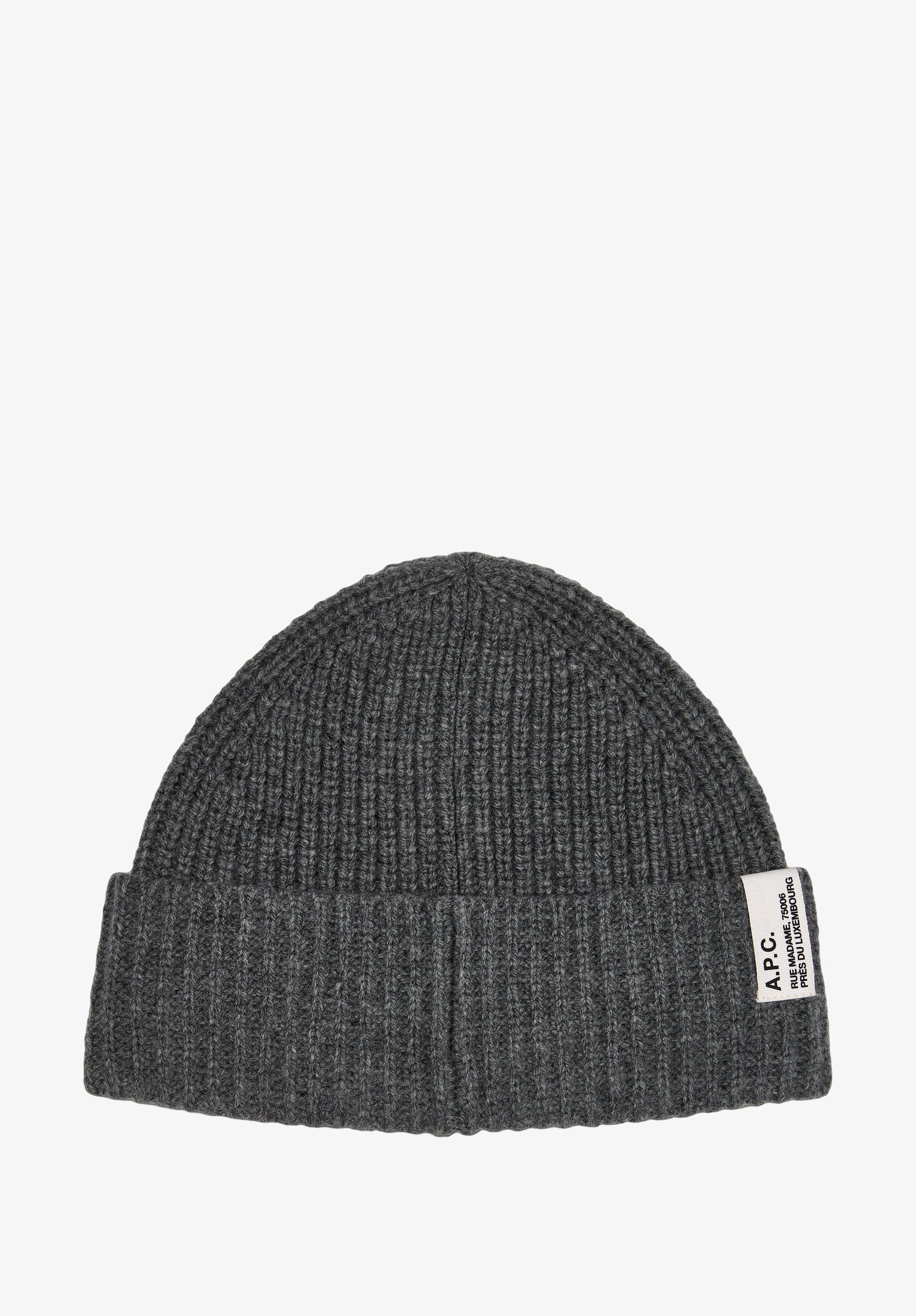 A.P.C. Kaschmir Mütze Beanie Rippenstrick mit Umschlag