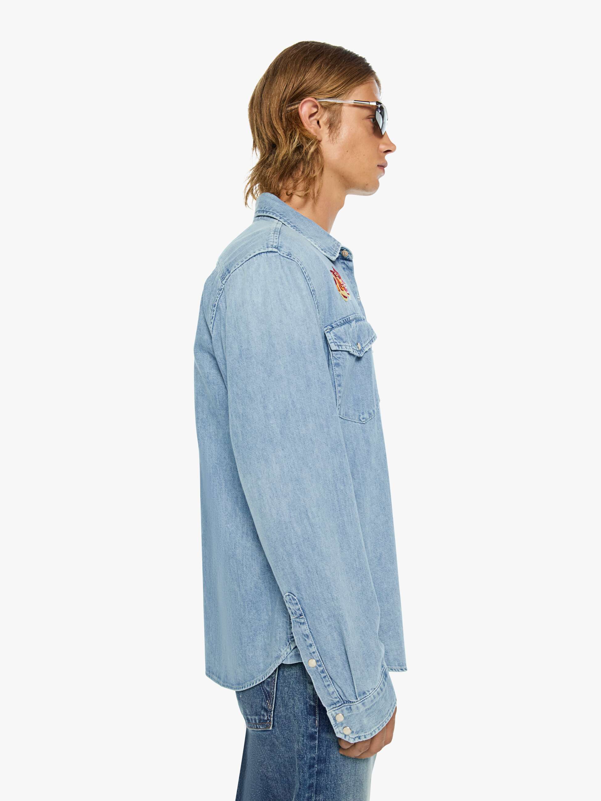 Mother Denim The City Charmer Hemd Get Em Tiger Blau