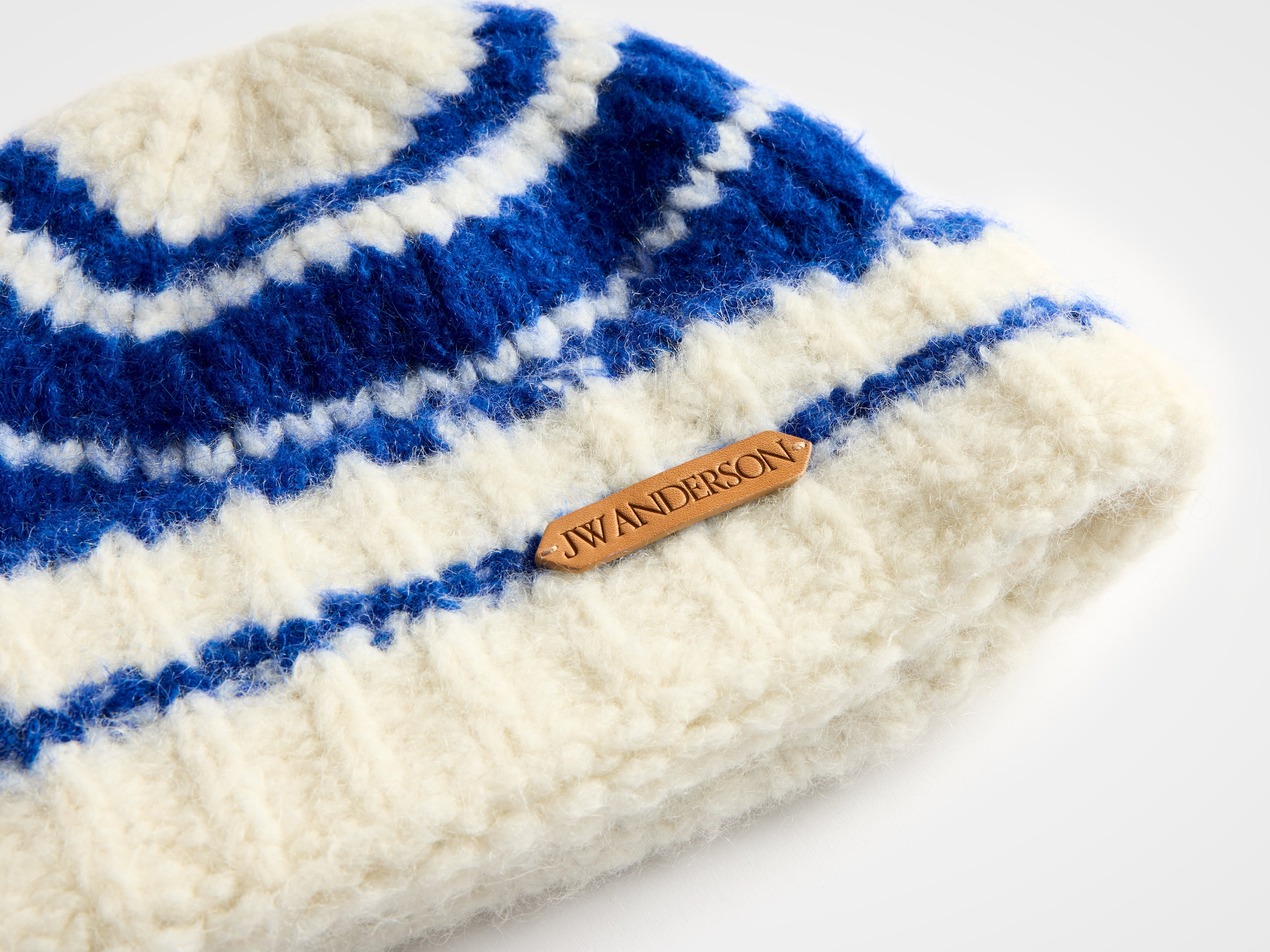 J.W.Anderson Striped Beanie Mütze Royal Blue Mohair