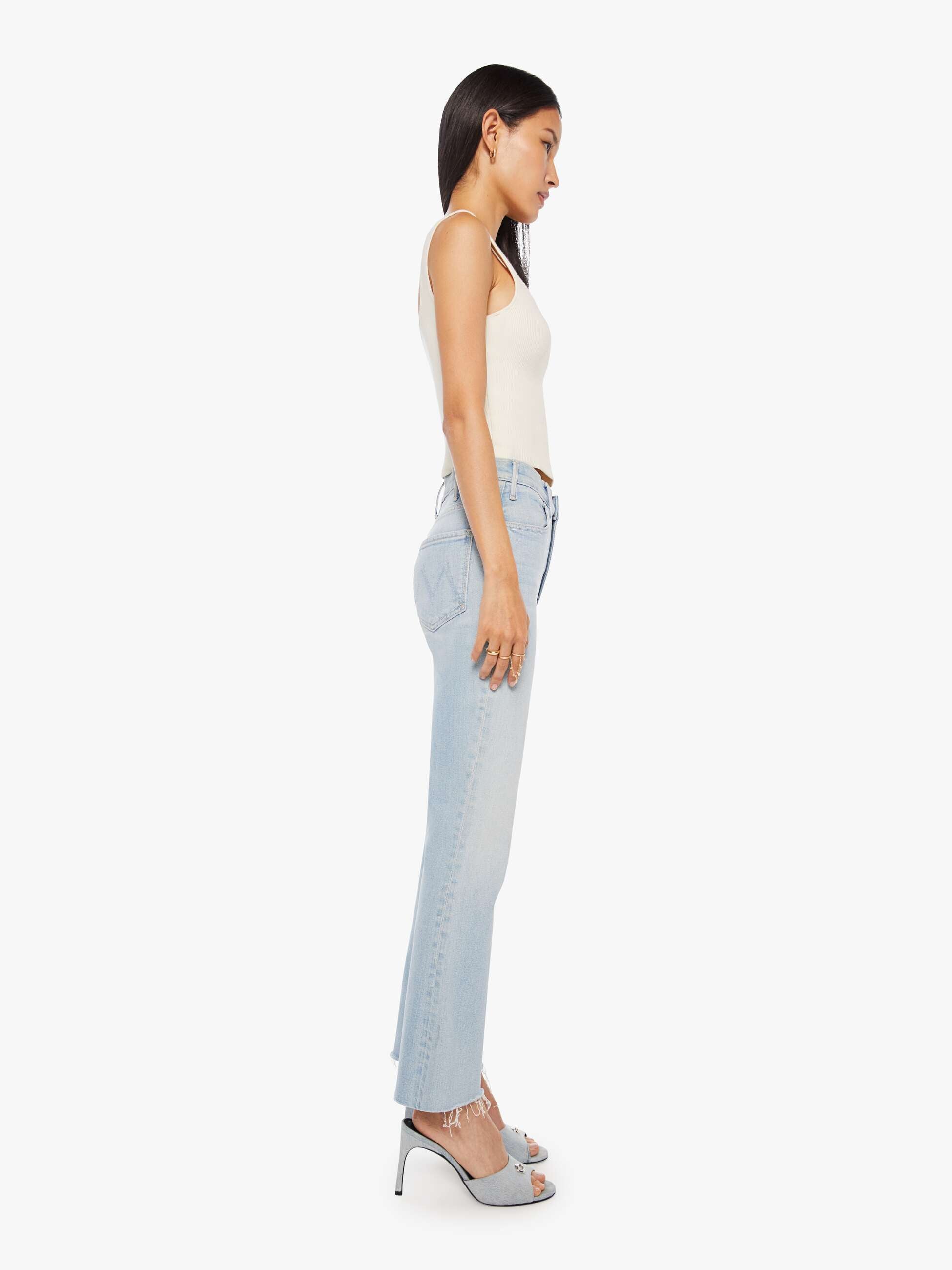 Mother Denim Hustler Ankle Fray Jeans Hellblau Ball's Court