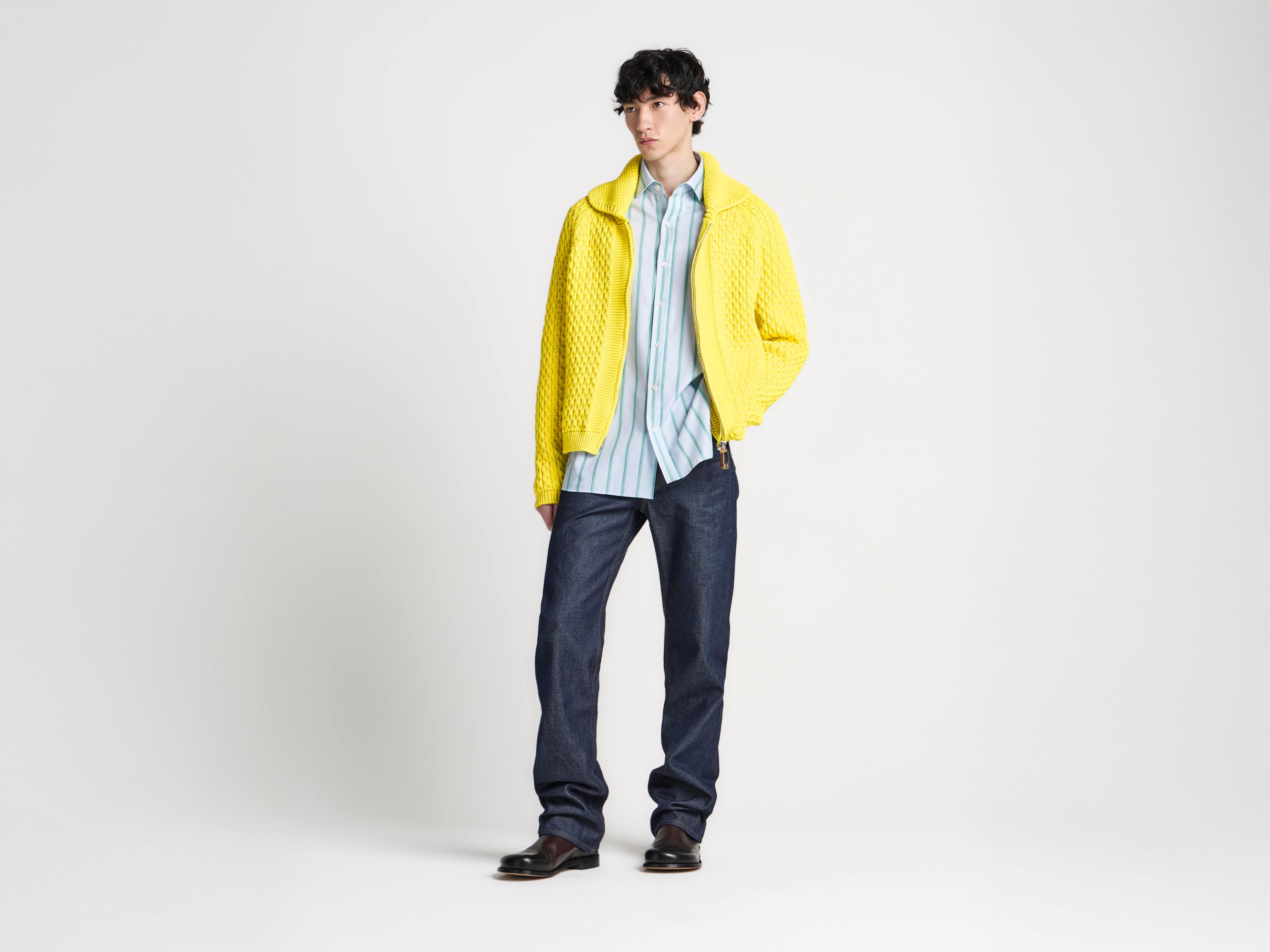 J.W. Anderson Cable Zip Jumper Herren Strickjacke Gelb