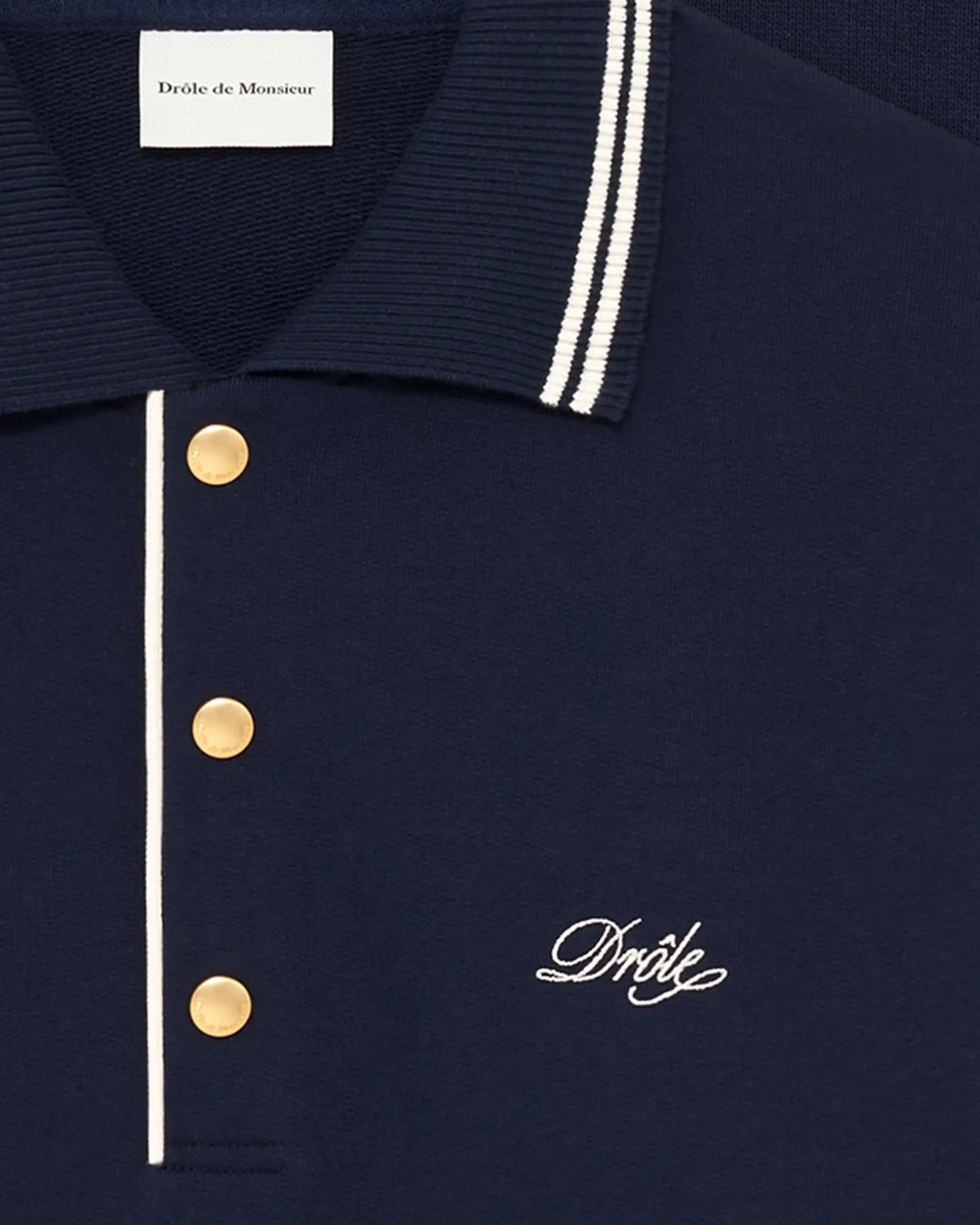 Drôle De Monsieur Polo Drôle Polohemd Navy Fleece Baumwolle
