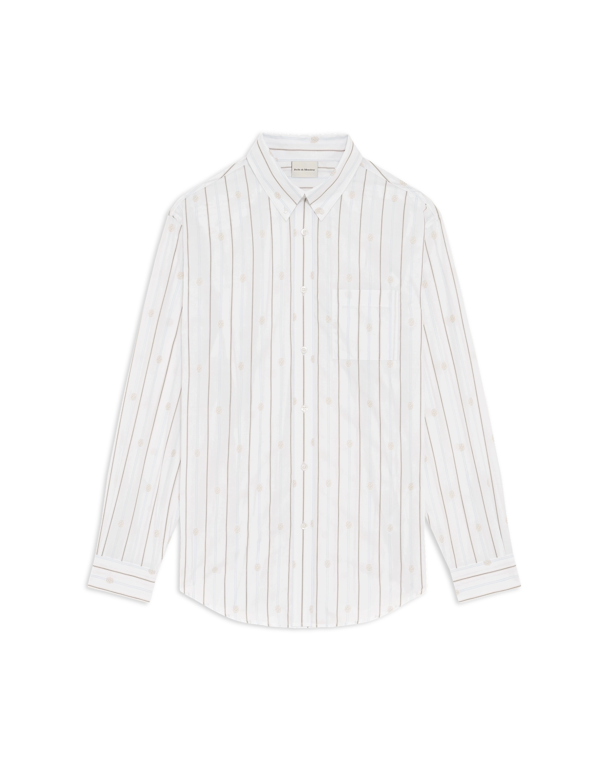 Drôle De Monsieur Striped Monogram Hemd Off-White Baumwolle