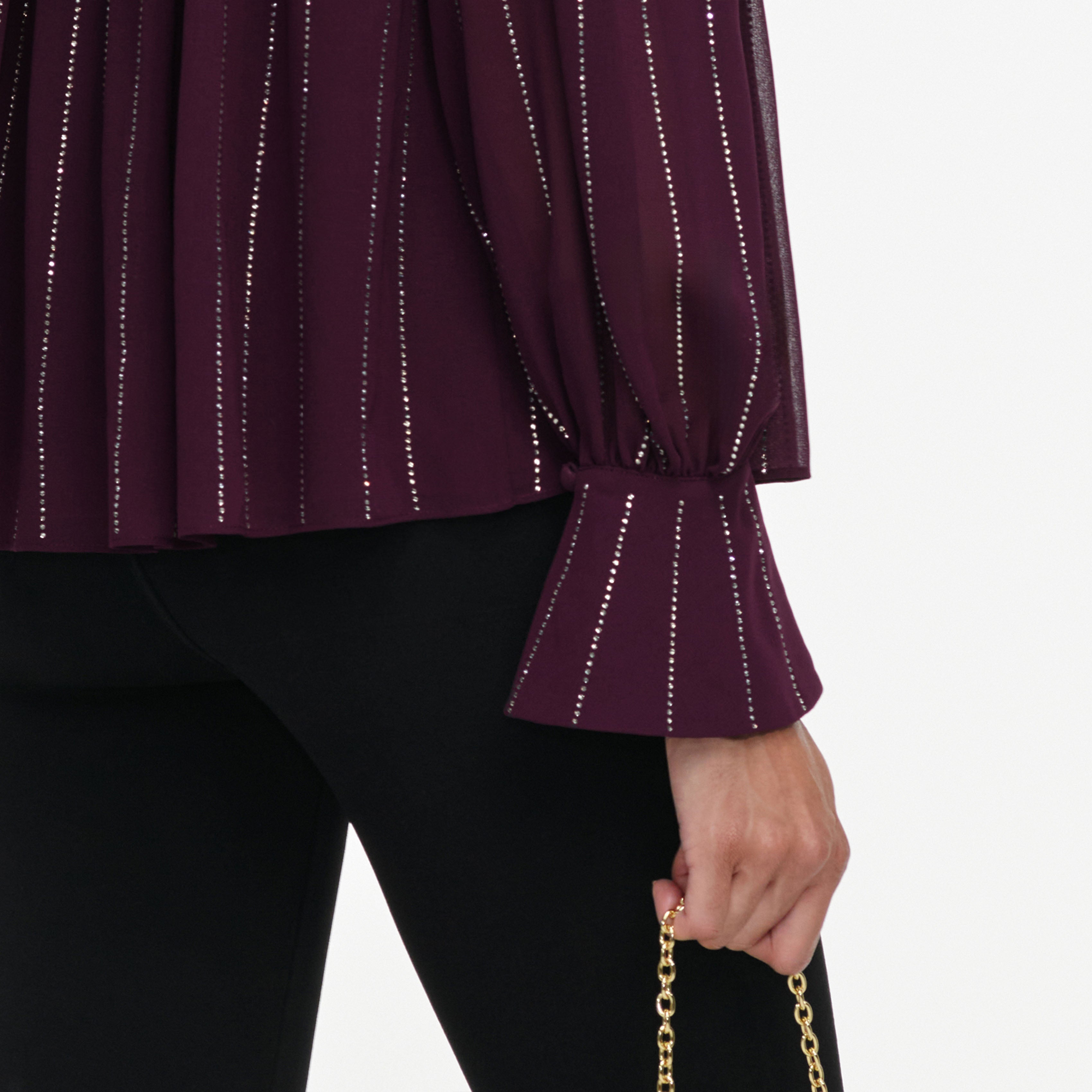 Self Portrait Purple Rhinestone Blouse Bluse Lila Strass