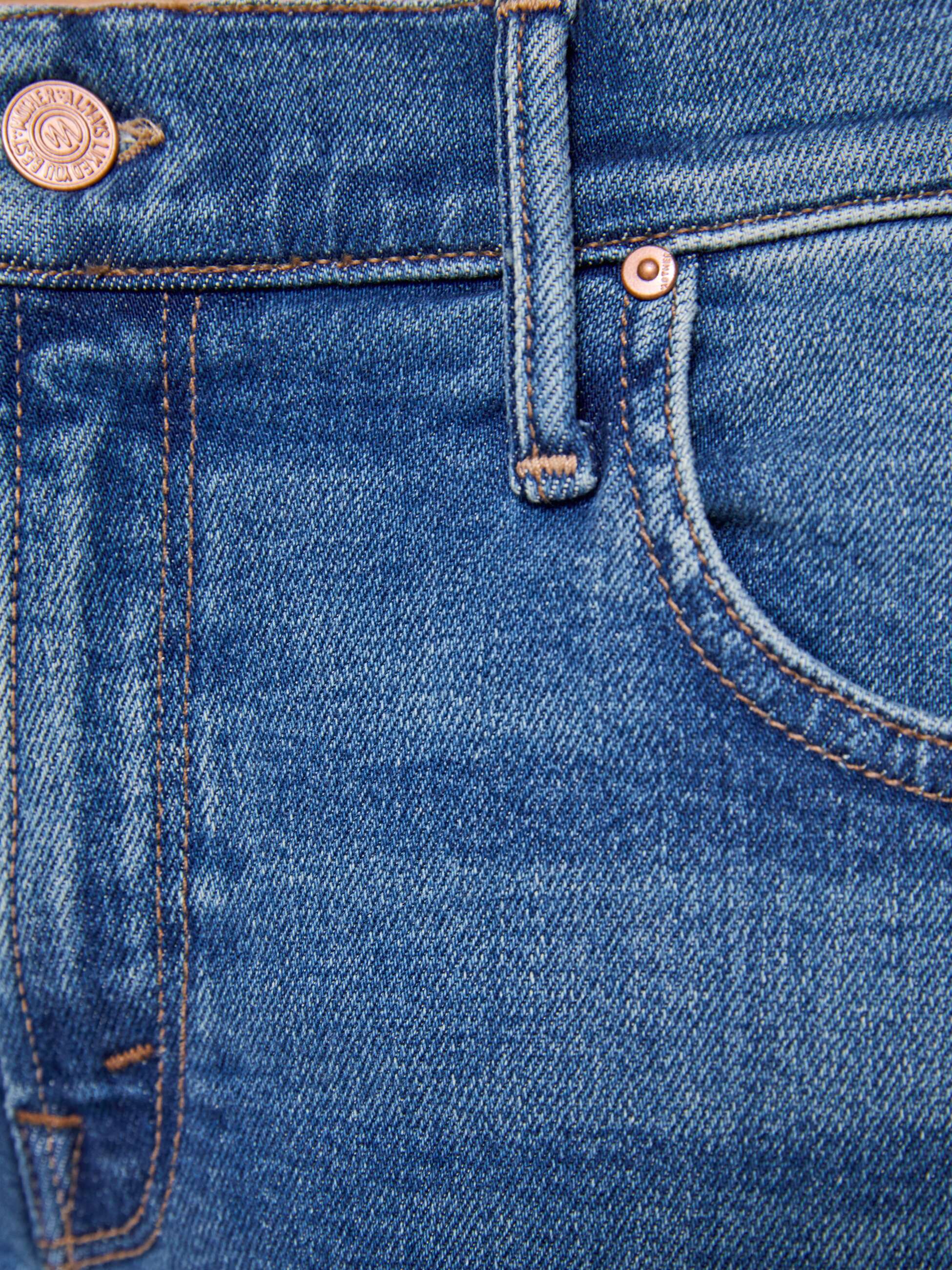 Mother Lil Mid Rise Tunnel Vision Flood Jeans Blau Petite