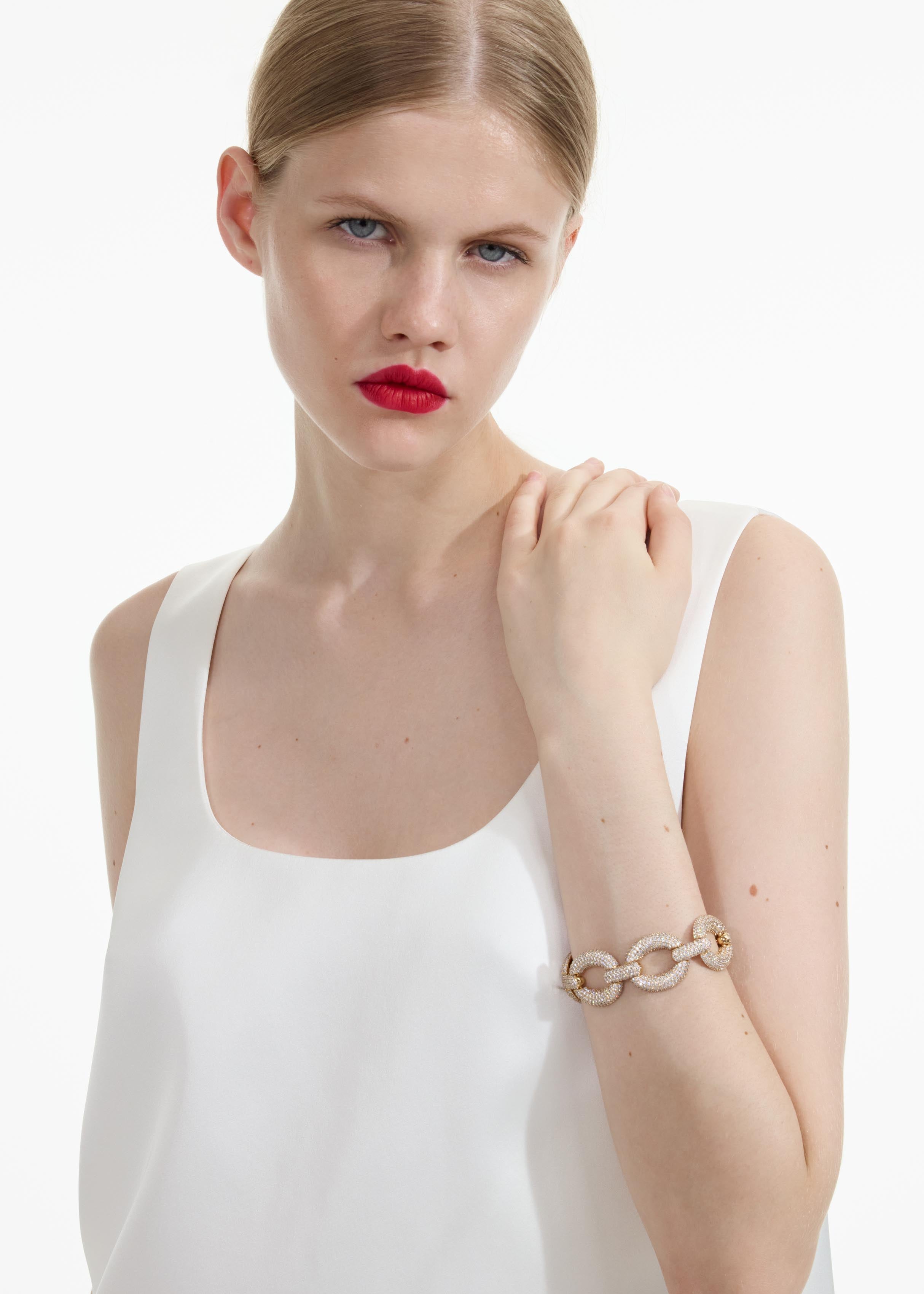 Self-Portrait Gold Crystal Link Armband Gold One Size Kristall