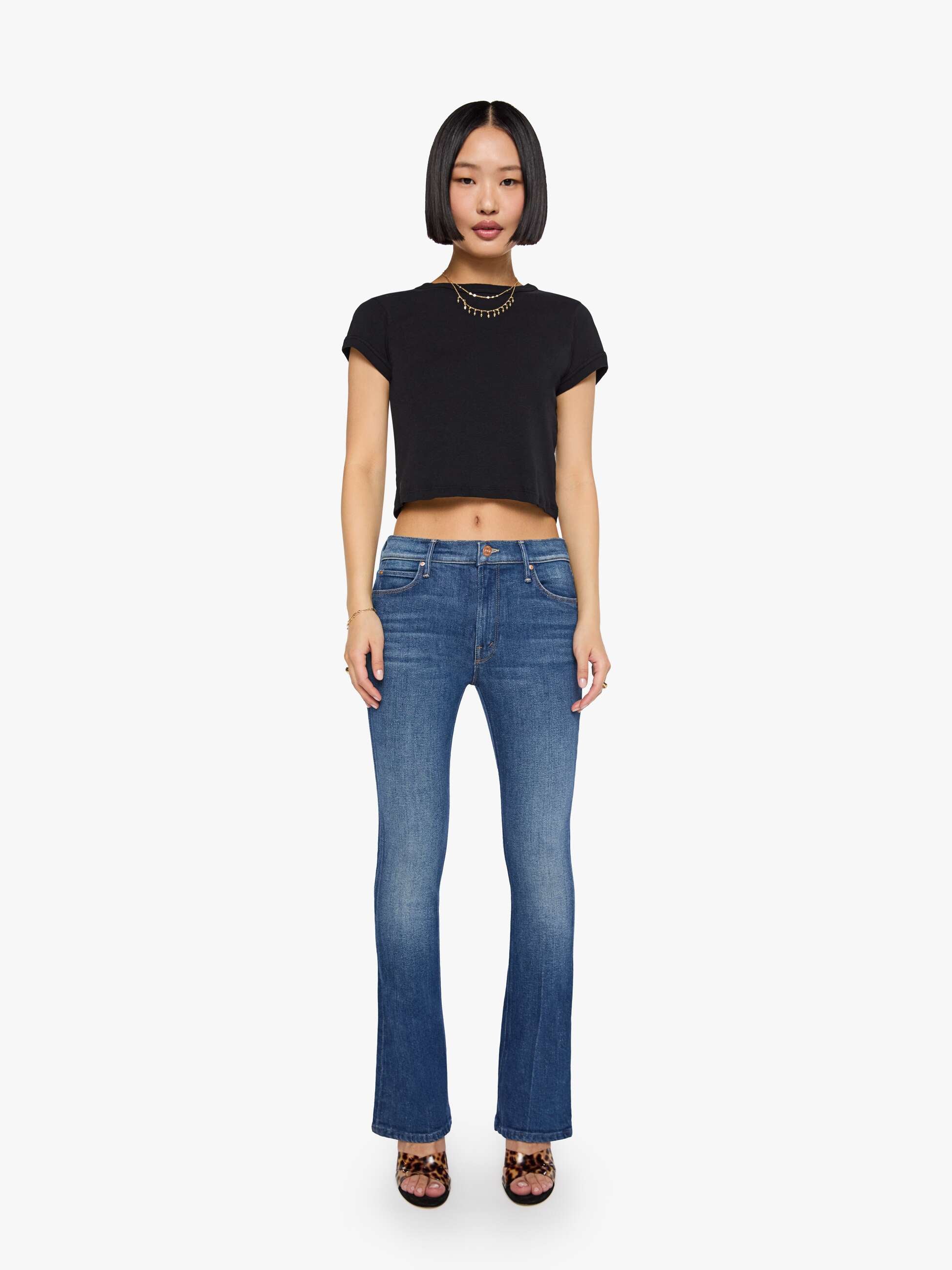 Mother Lil Runaway Petite Jeans Deluxe Edition Flare Mid-Rise
