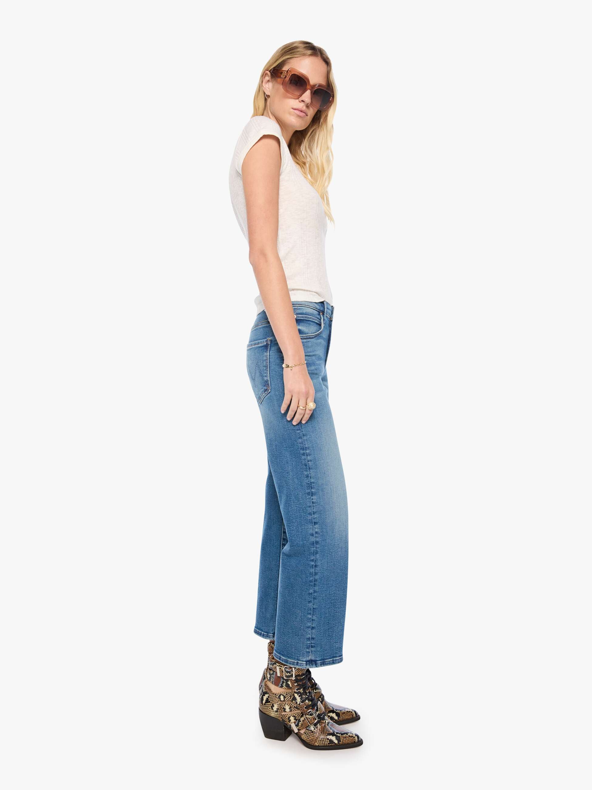 Mother Tunnel Vision Flood Jeans Mittelblau Straight Damen