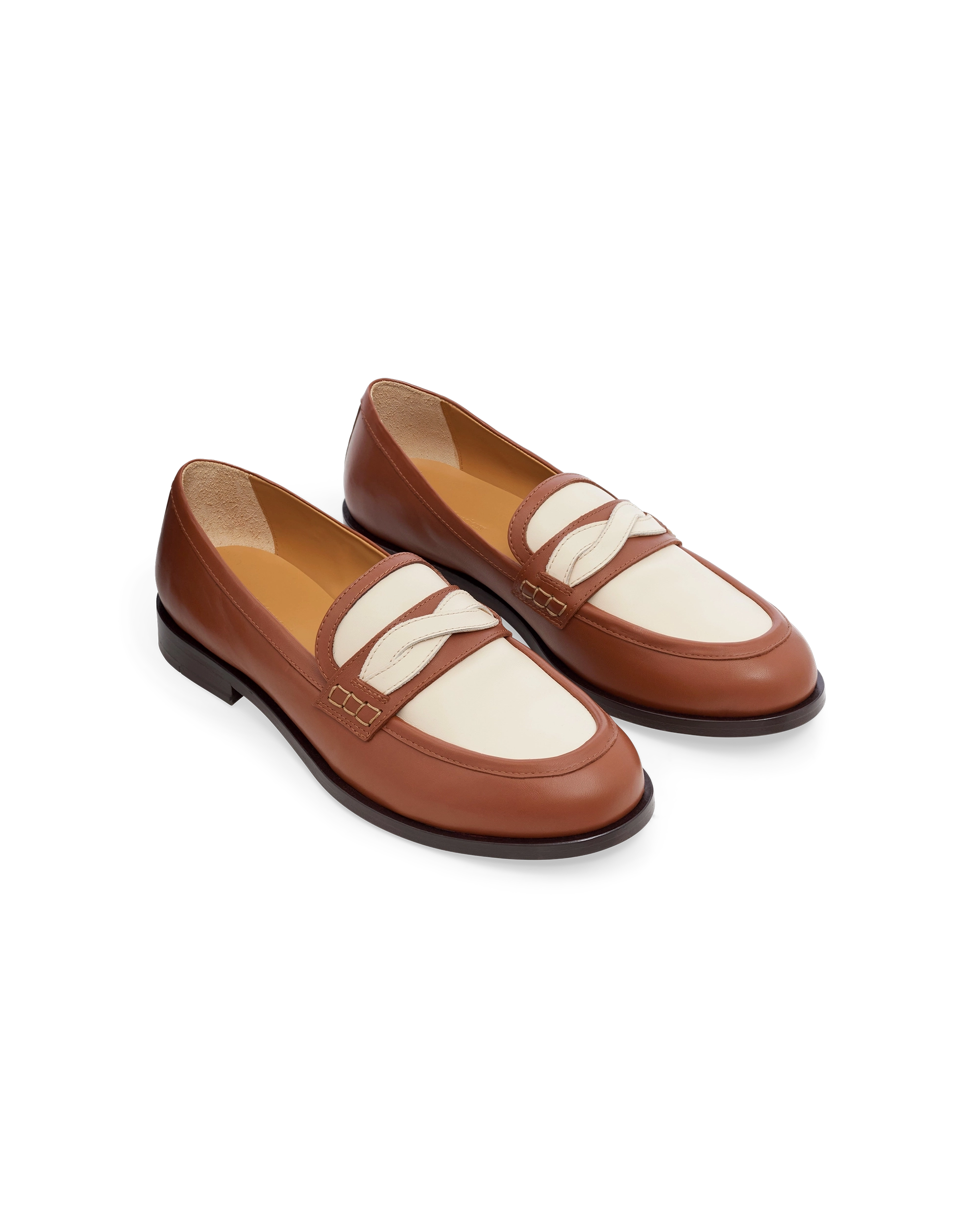 Drôle De Monsieur Mocassin Tresse Loafer Camel Leder