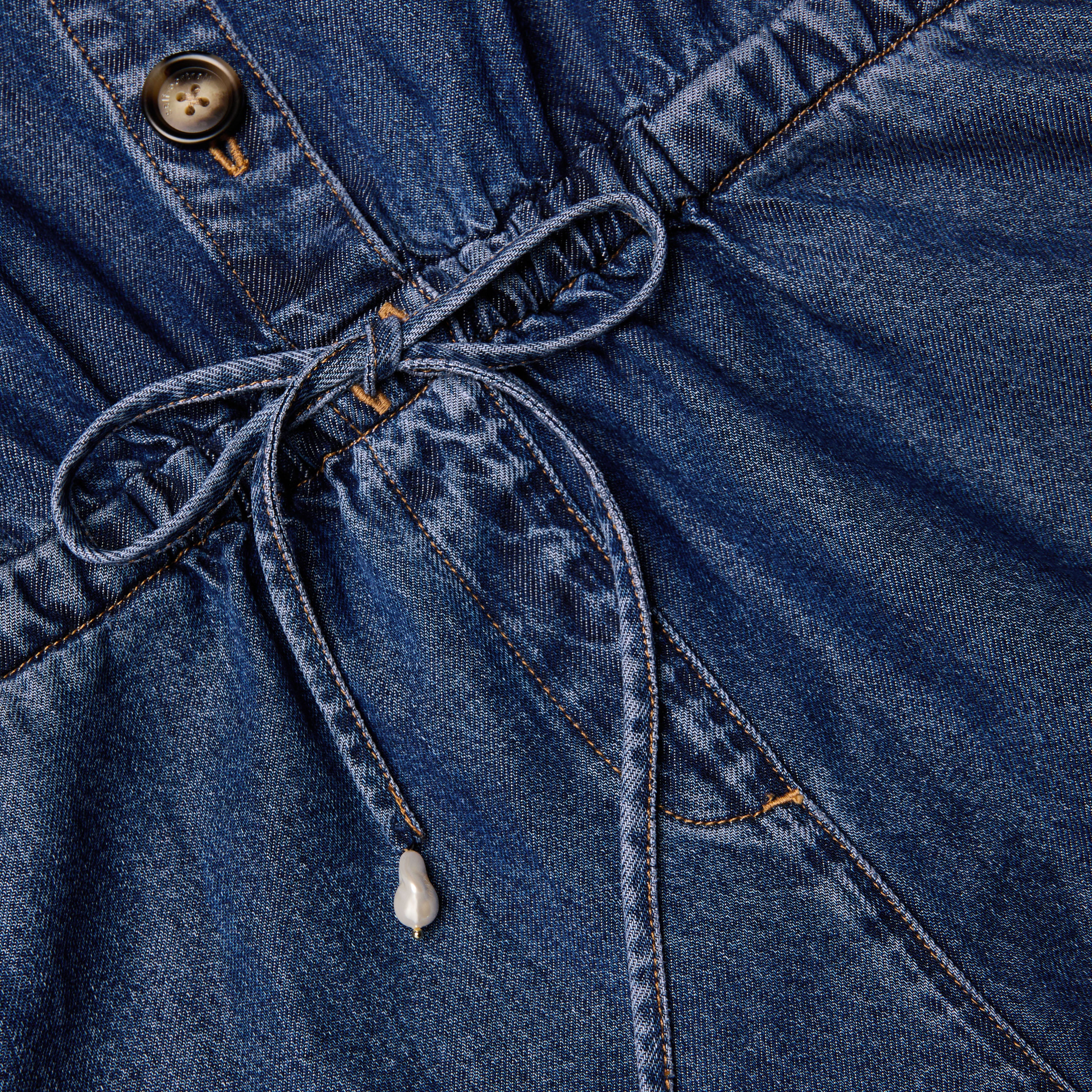 Self Portrait Denim Relaxed Fit Playsuit Jumpsuit Blau