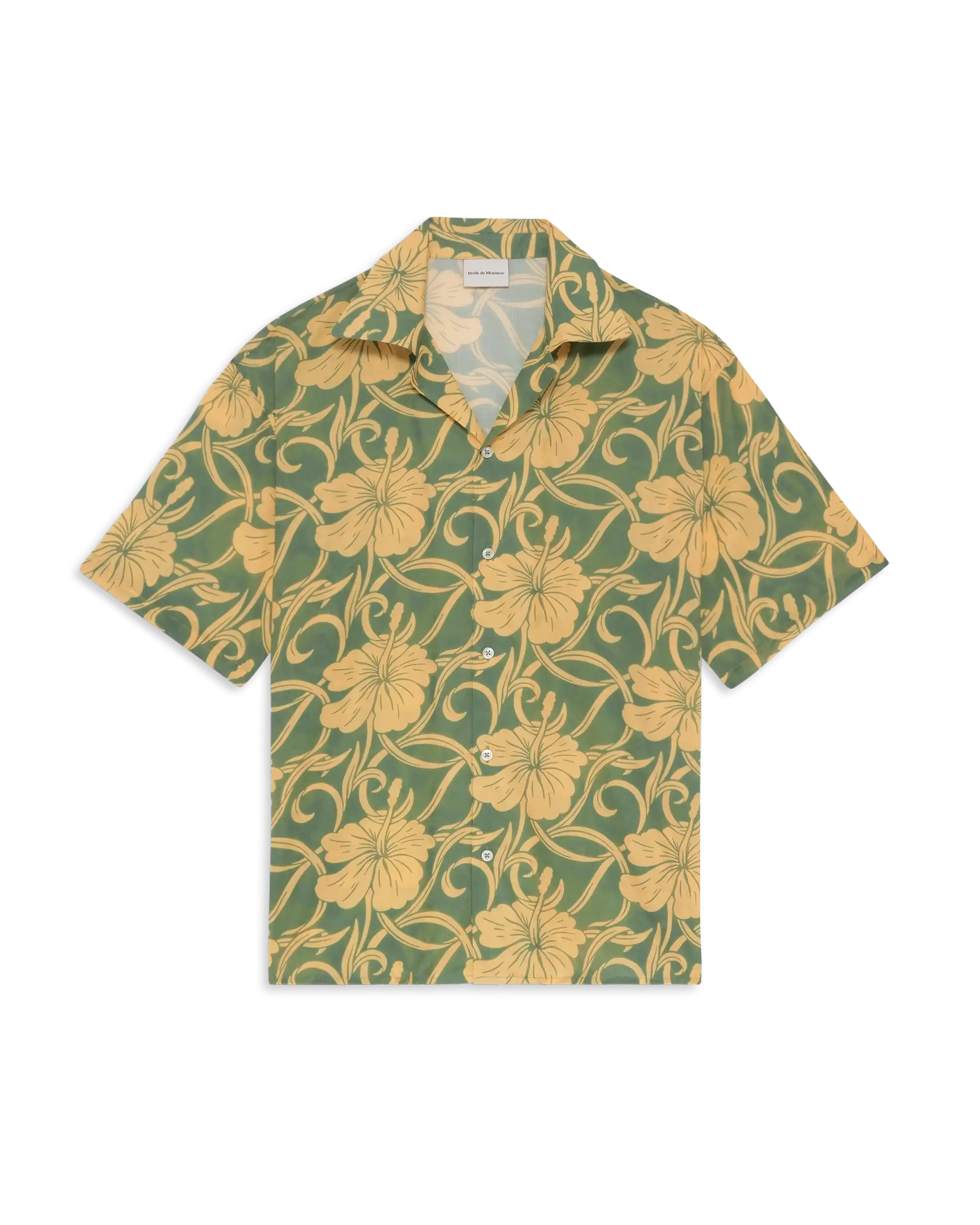 Drôle De Monsieur Chemise Hibiscus Hemd Grün Baumwolle
