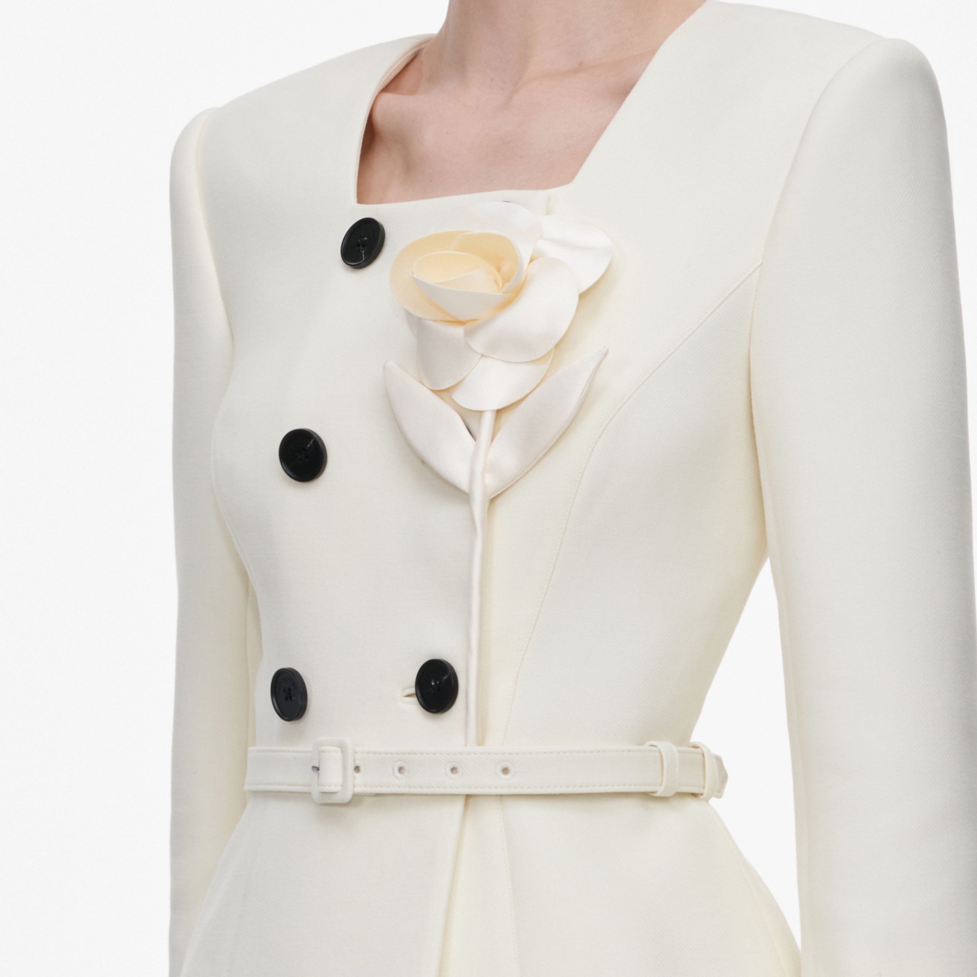 Self Portrait 3D Flower Chiffon Midikleid Creme UK 6