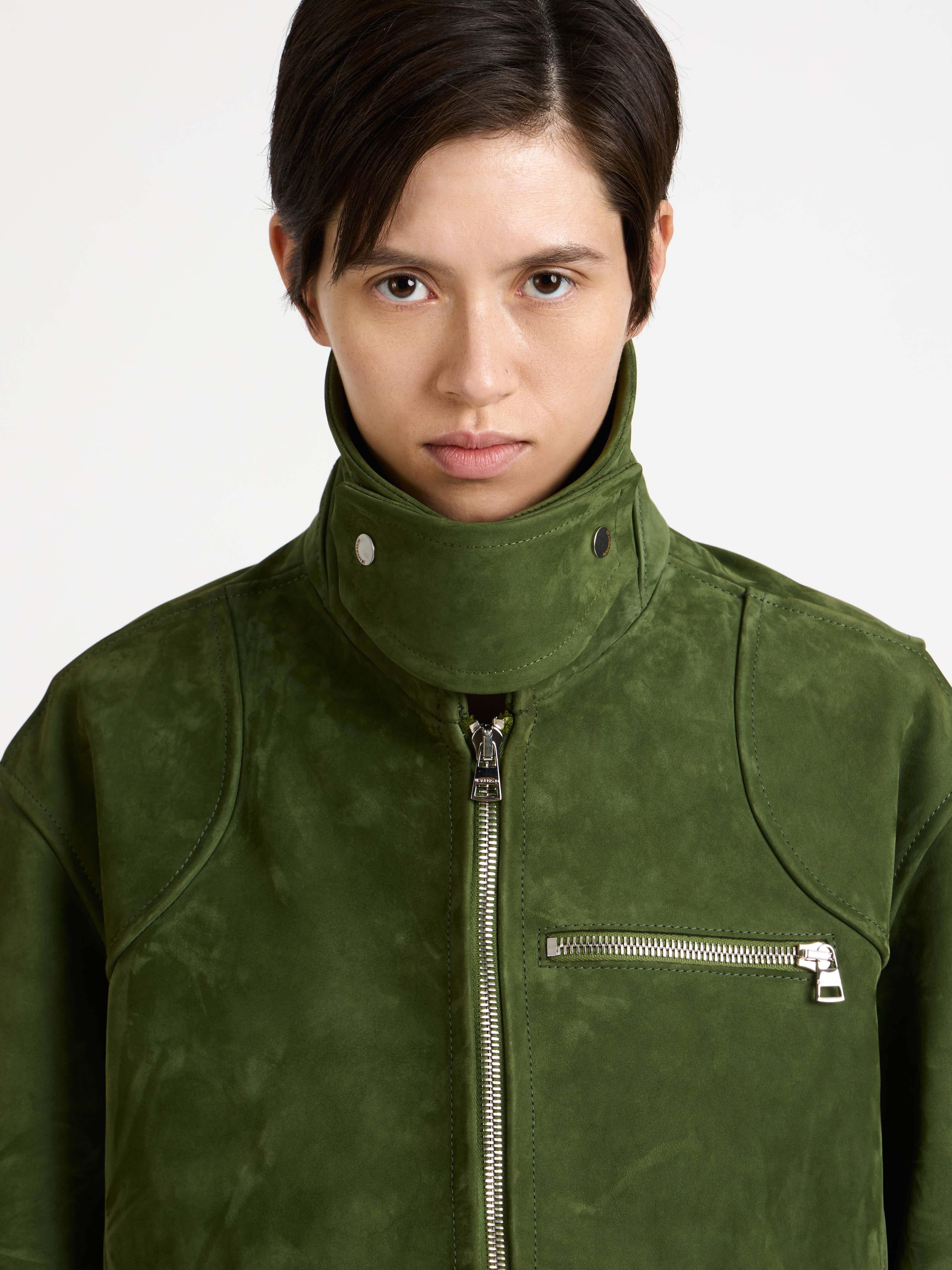 J.W.Anderson Cropped Biker Jacket Damen khaki Leder