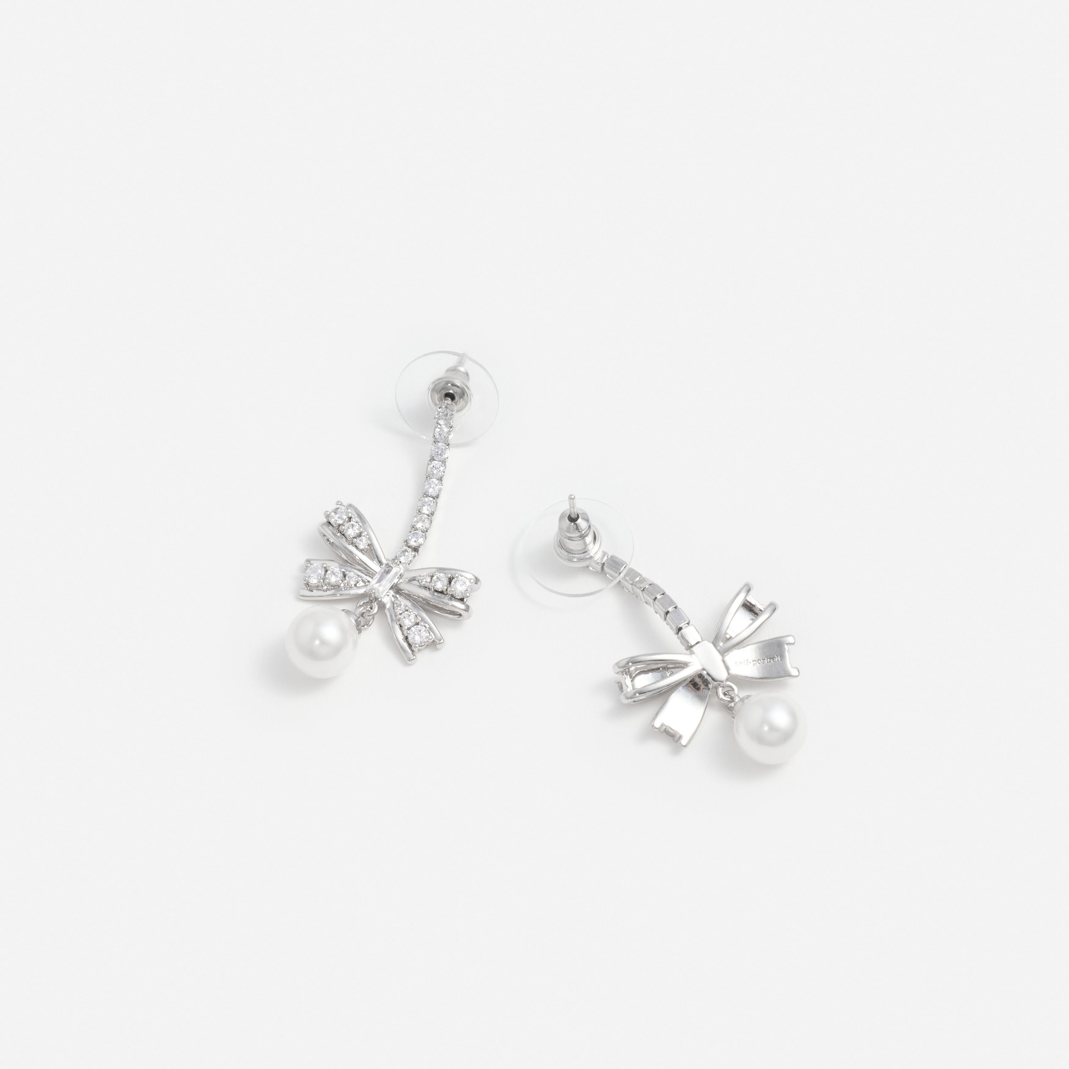 Self Portrait Silver Crystal Bow Pearl Ohrringe Silber