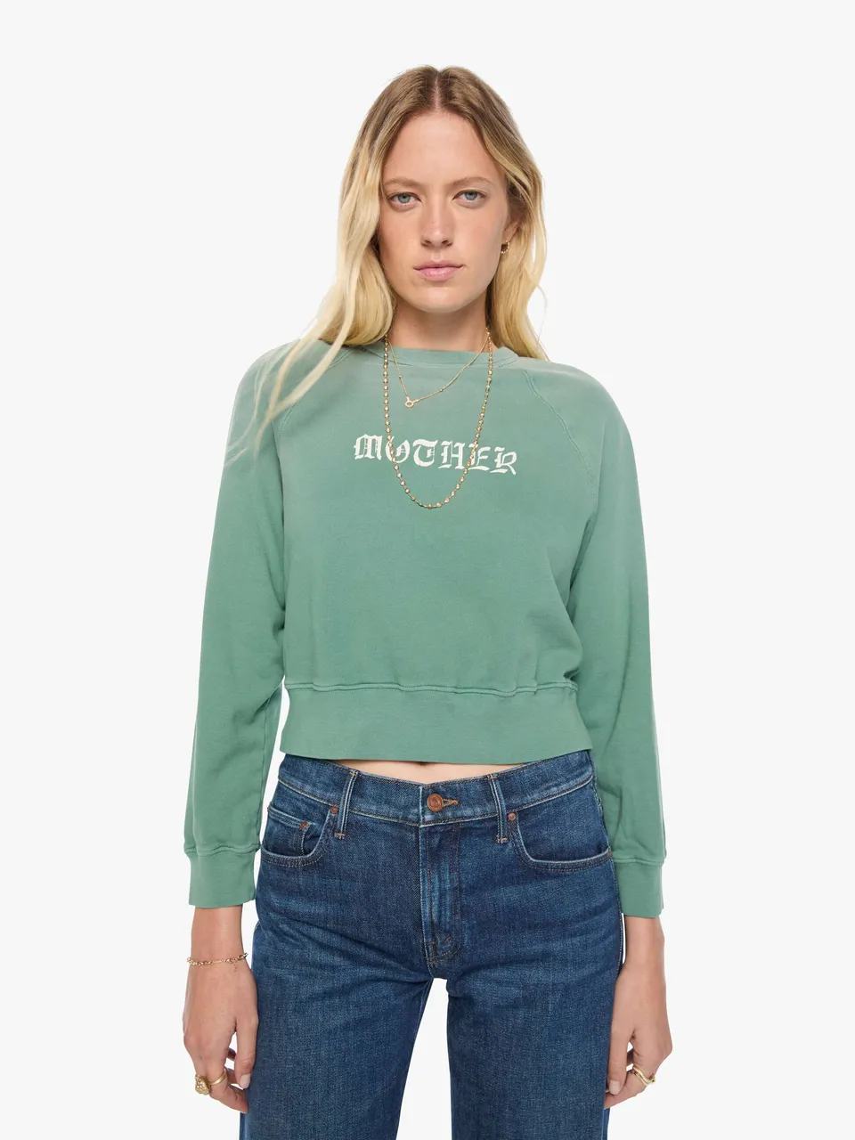 Mother Itty Concert Sweatshirt Faded Ivy cropped