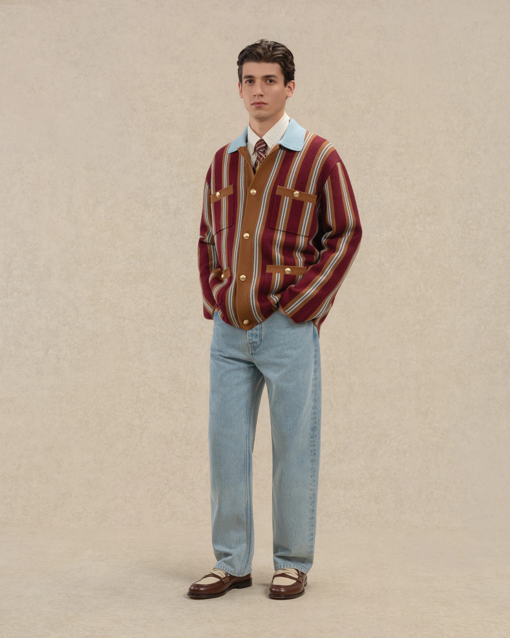 Drôle De Monsieur Veste Maille Cardigan weinrot Wolle