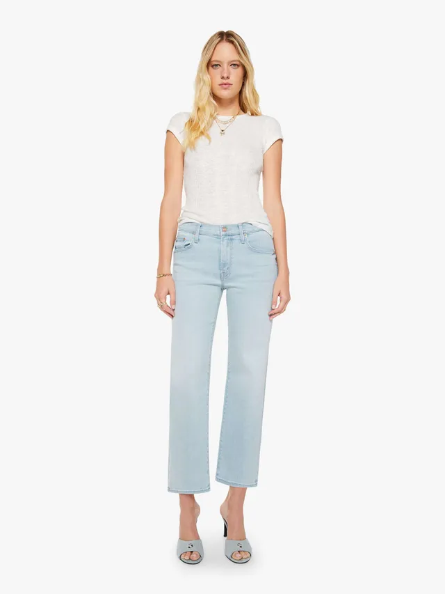 Mother The Mid Rise Rambler Zip Ankle Jeans Pretty Please Hellblau