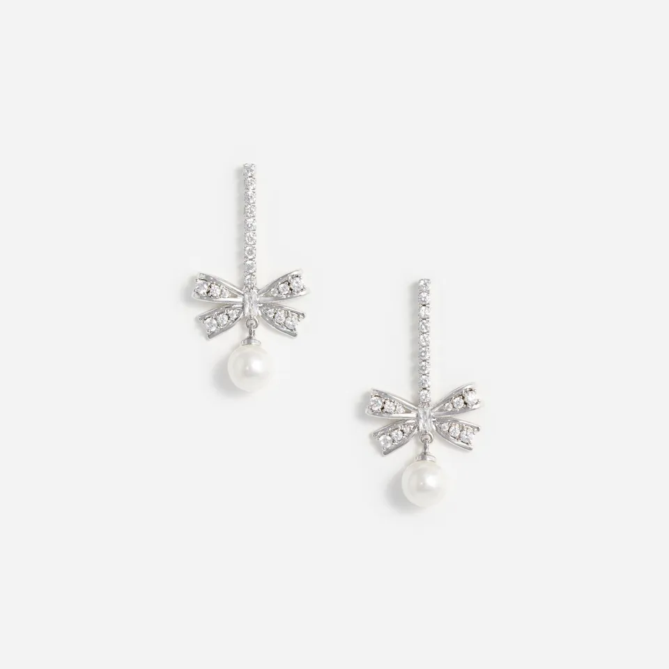 Self Portrait Silver Crystal Bow Pearl Ohrringe Silber