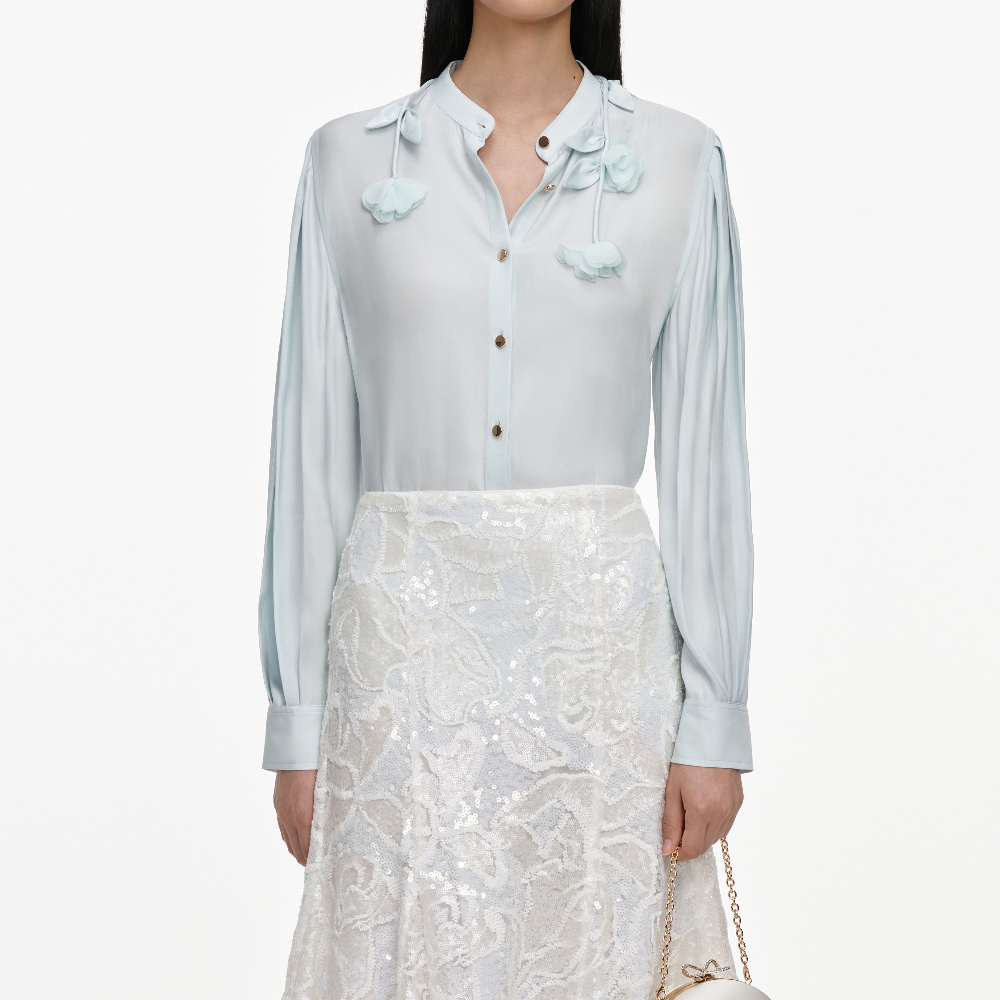 Self Portrait White Sequin Lace Midi Rock Weiß Pailletten UK 6