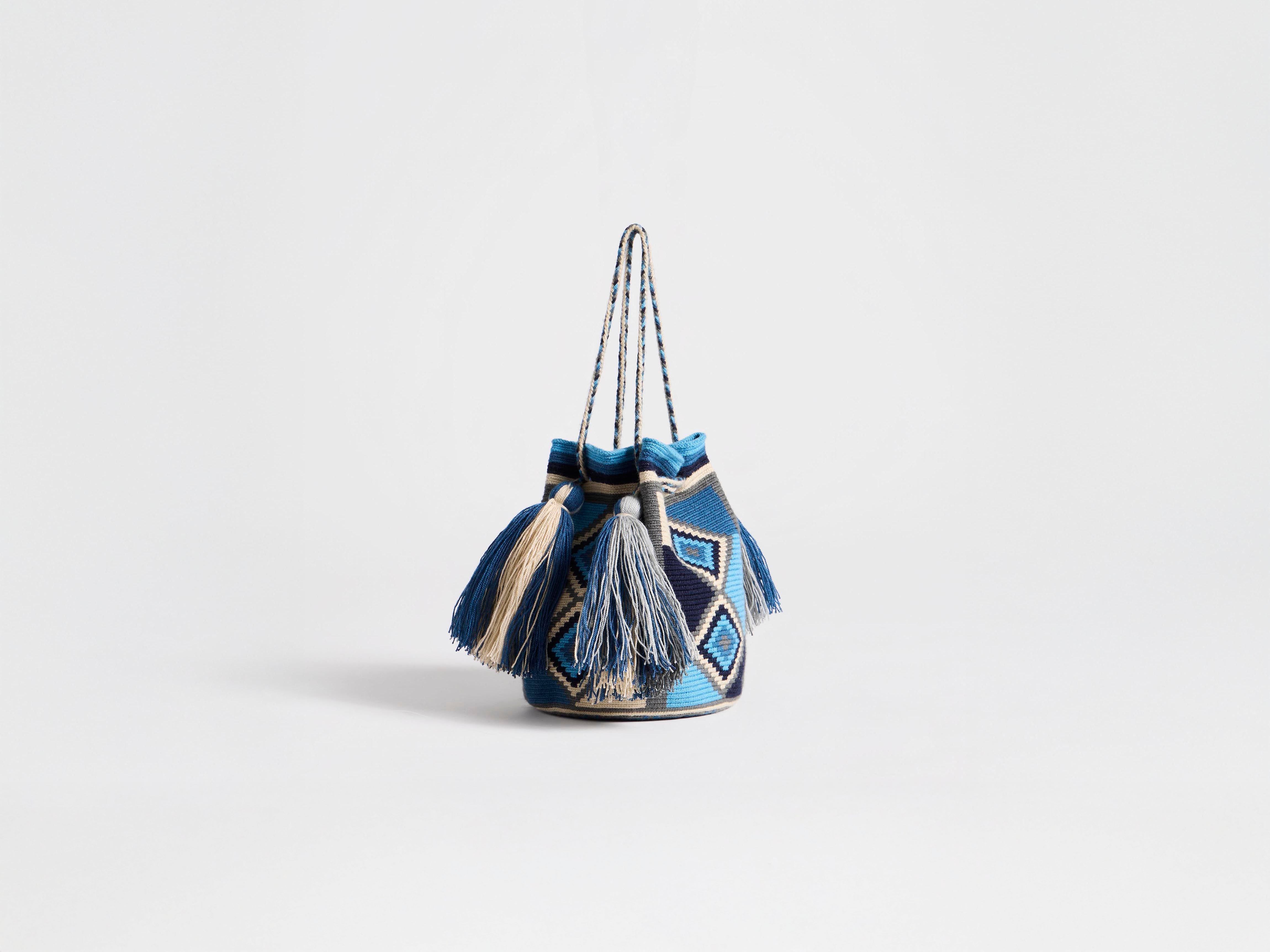 J.W.Anderson Wayuu Pouch Tasche Blau Multi Handgewebt