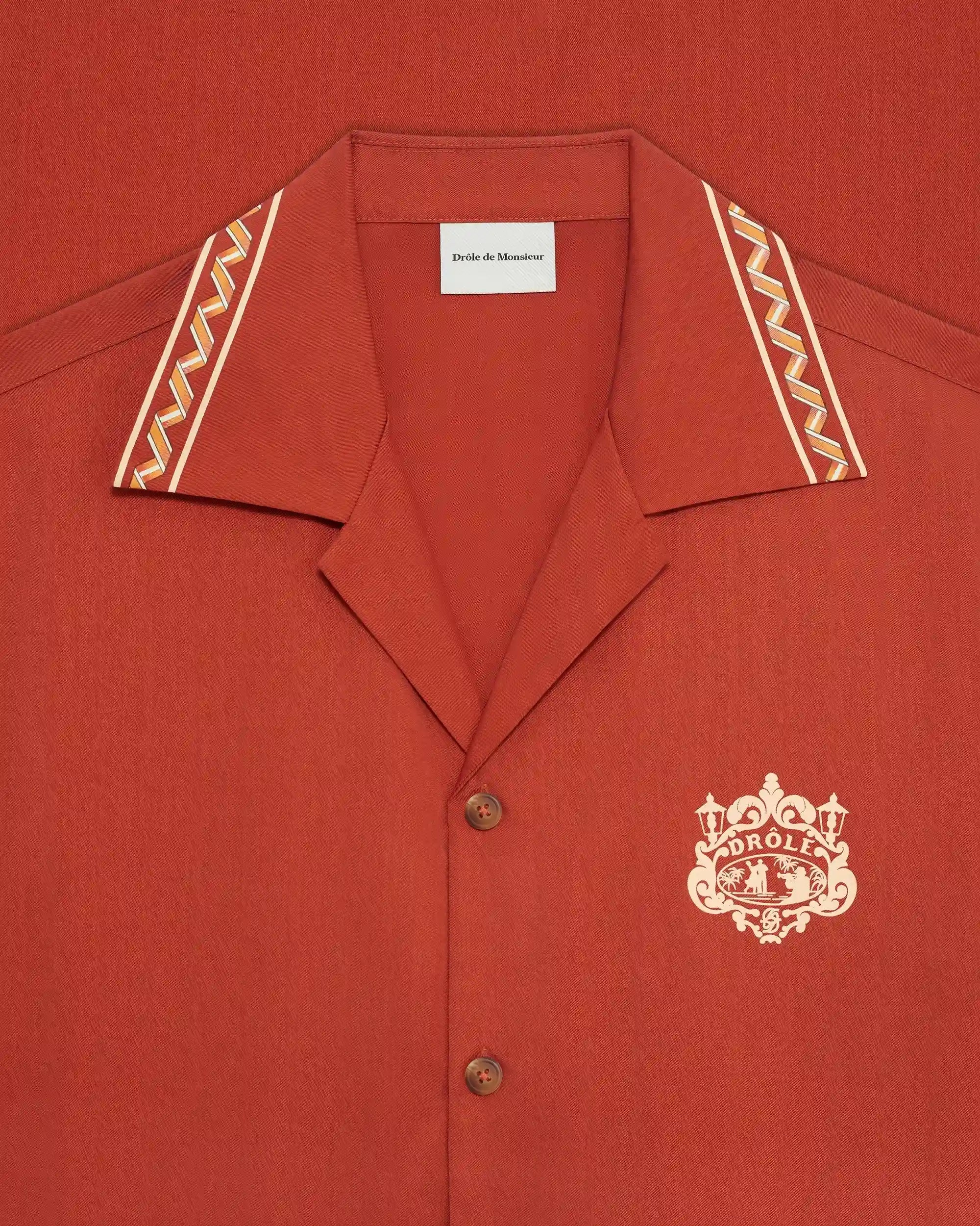 Drôle De Monsieur Chemise Brodée Danseurs Hemd Brick Tencel