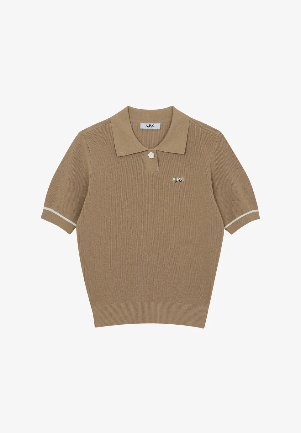 A.P.C. Golf Polohemd Ecru mit Kontrastkragen