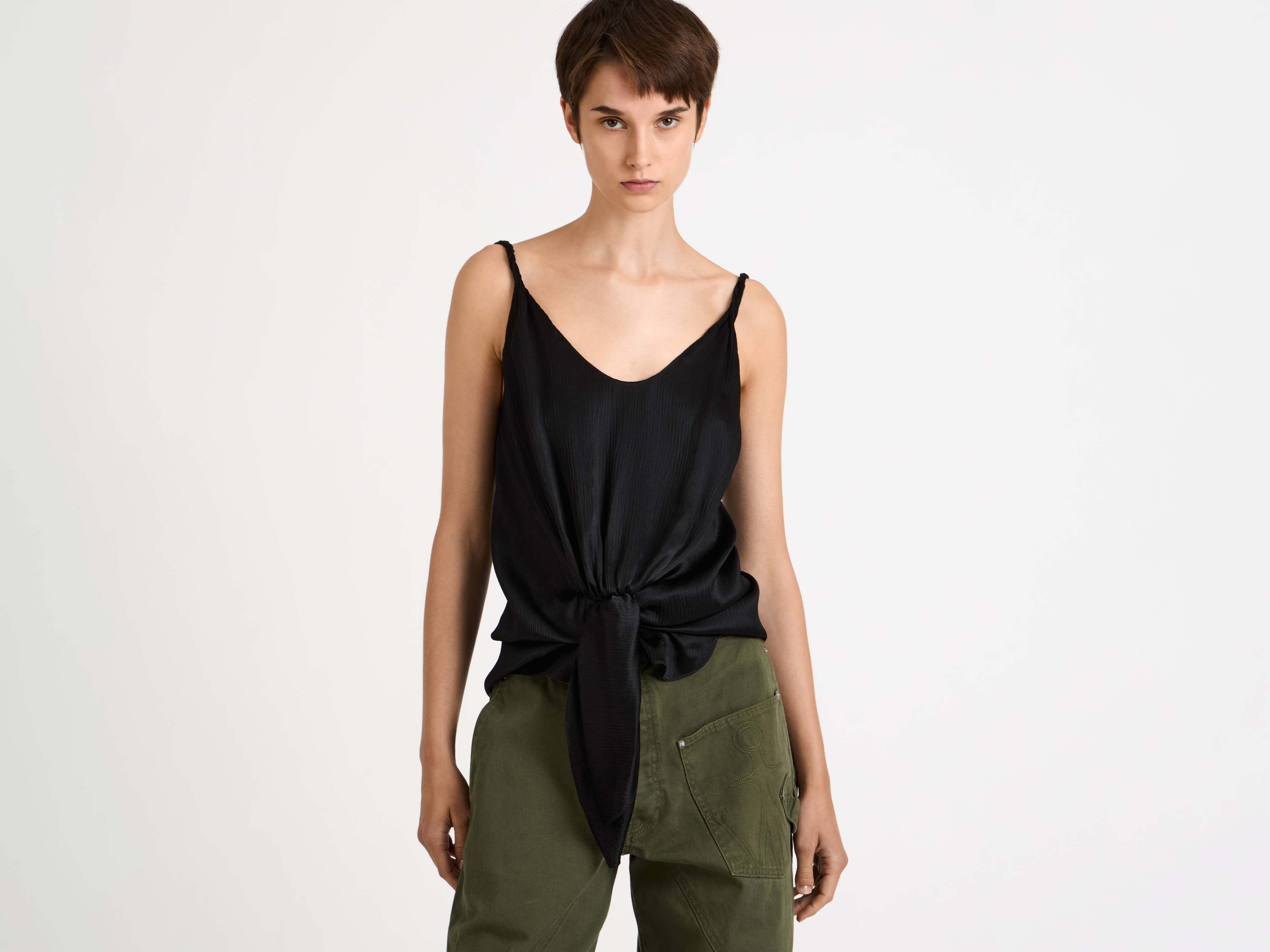 J.W.Anderson Knotted Waist Cami Top Schwarz Seidentop