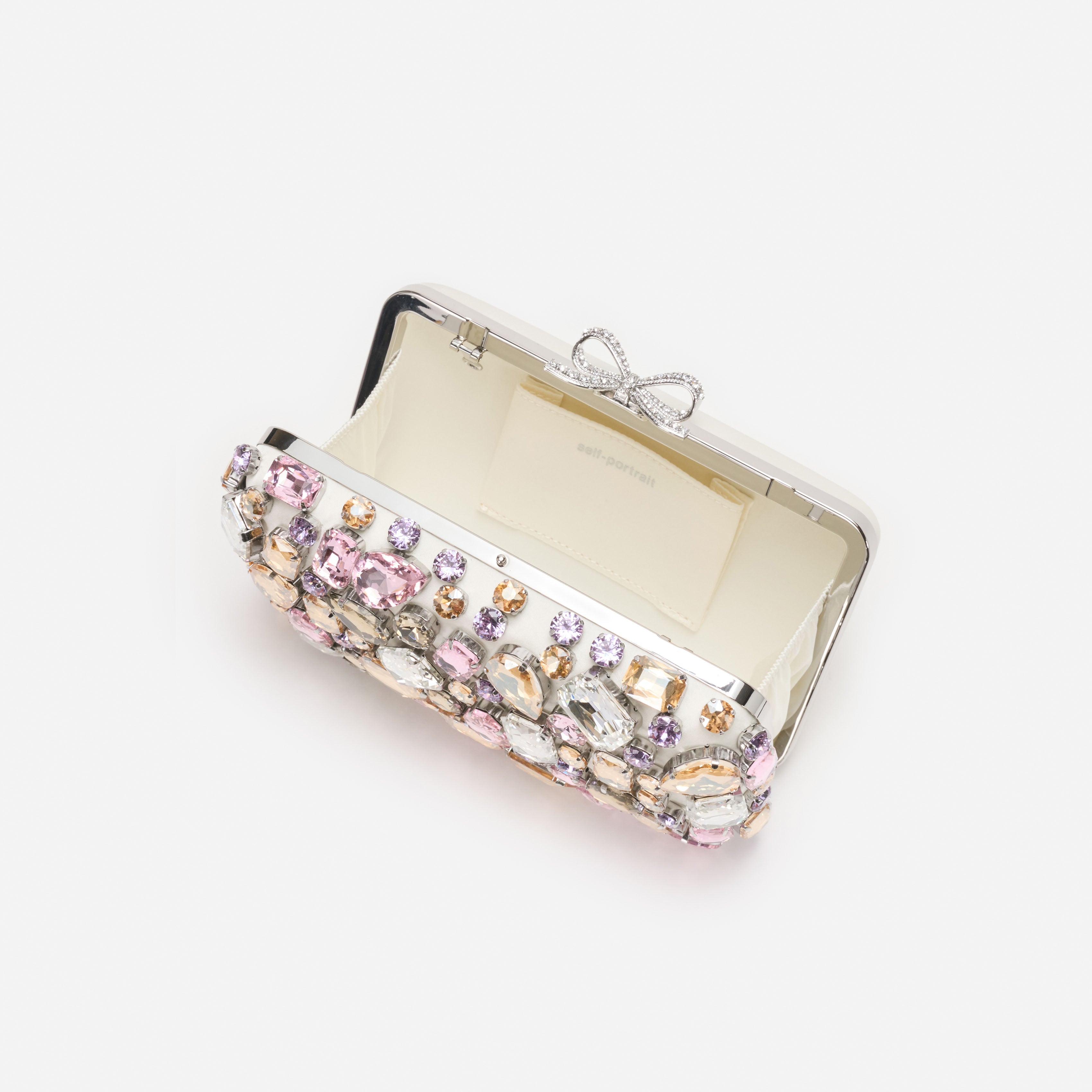 Self Portrait Multi Crystal Clutch Tasche Strass Satin