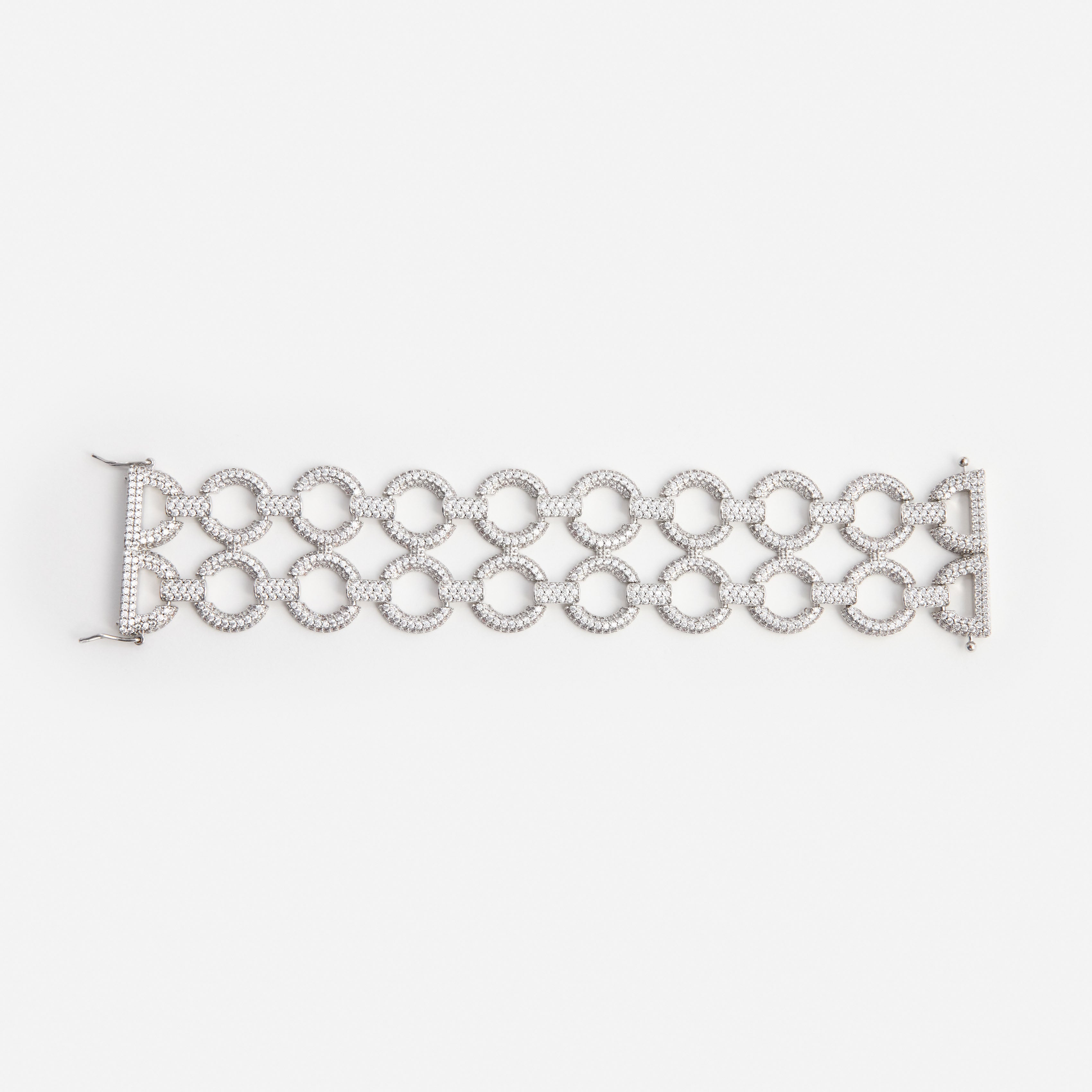 Self Portrait Jewellery Double Crystal Link Bracelet Armband Silber