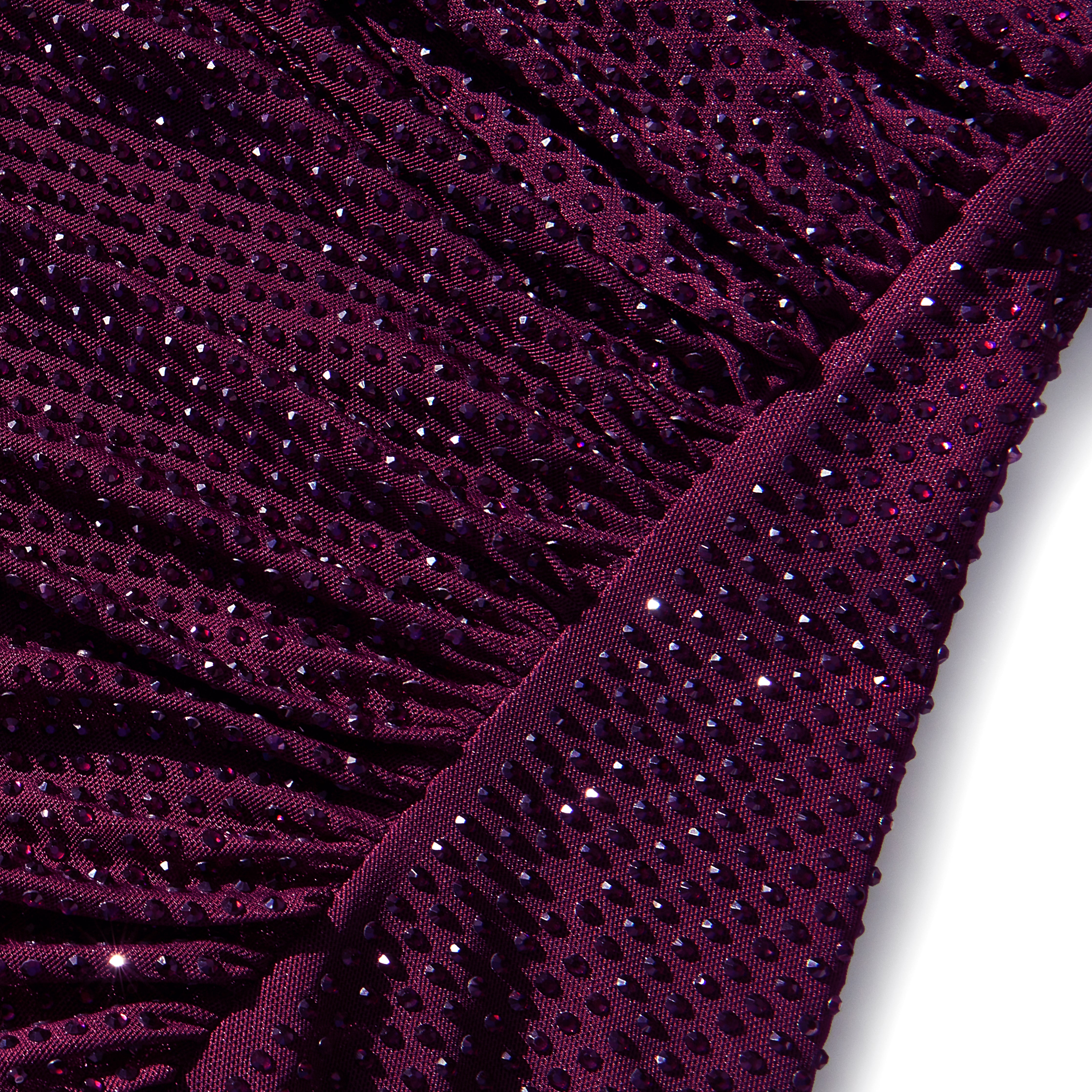 Self Portrait Burgundy Rhinestone Mesh Cut Out Midi Kleid UK 8