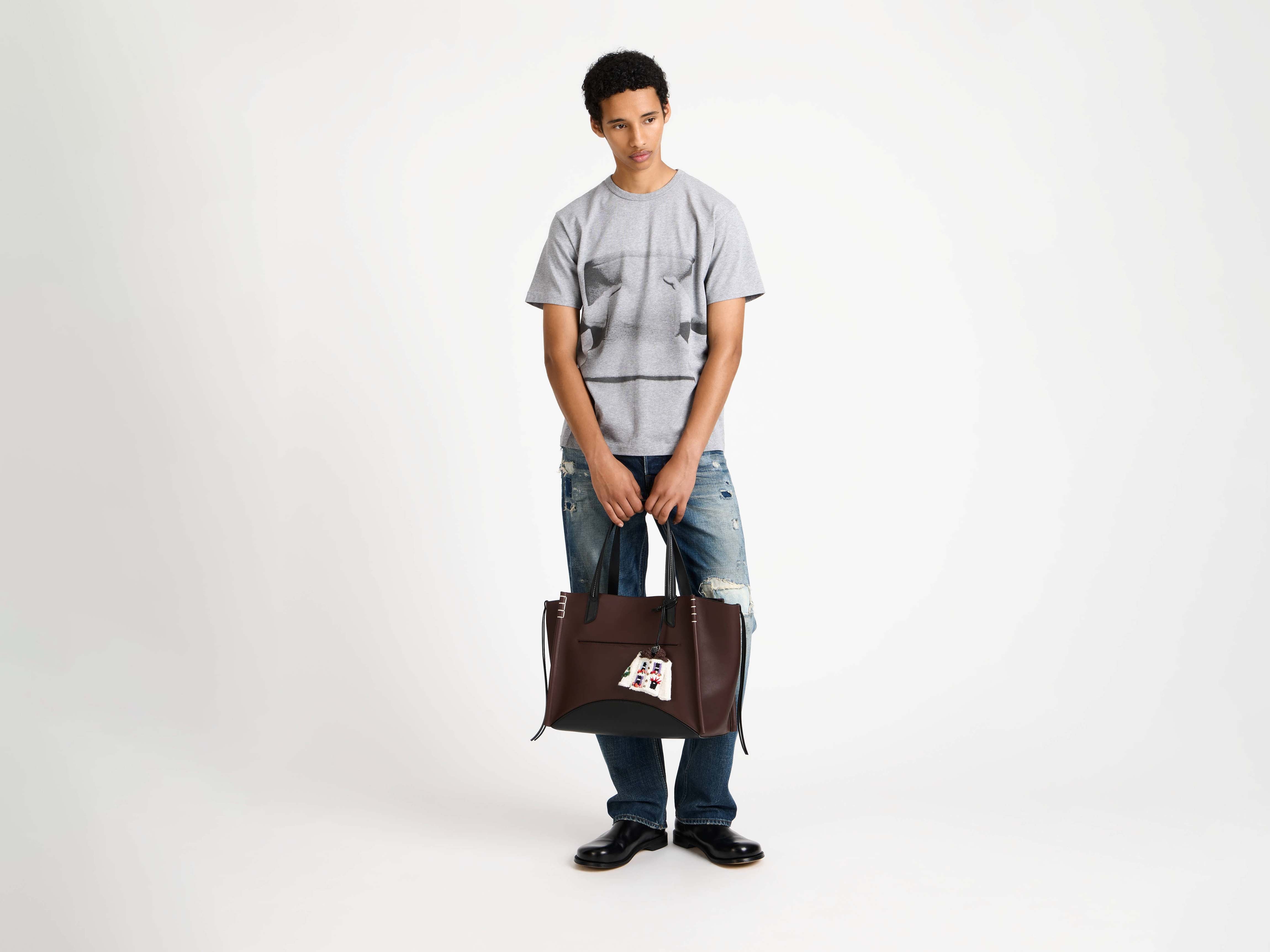 J.W.Anderson Gesture T-Shirt Herren Grau Melange Jersey