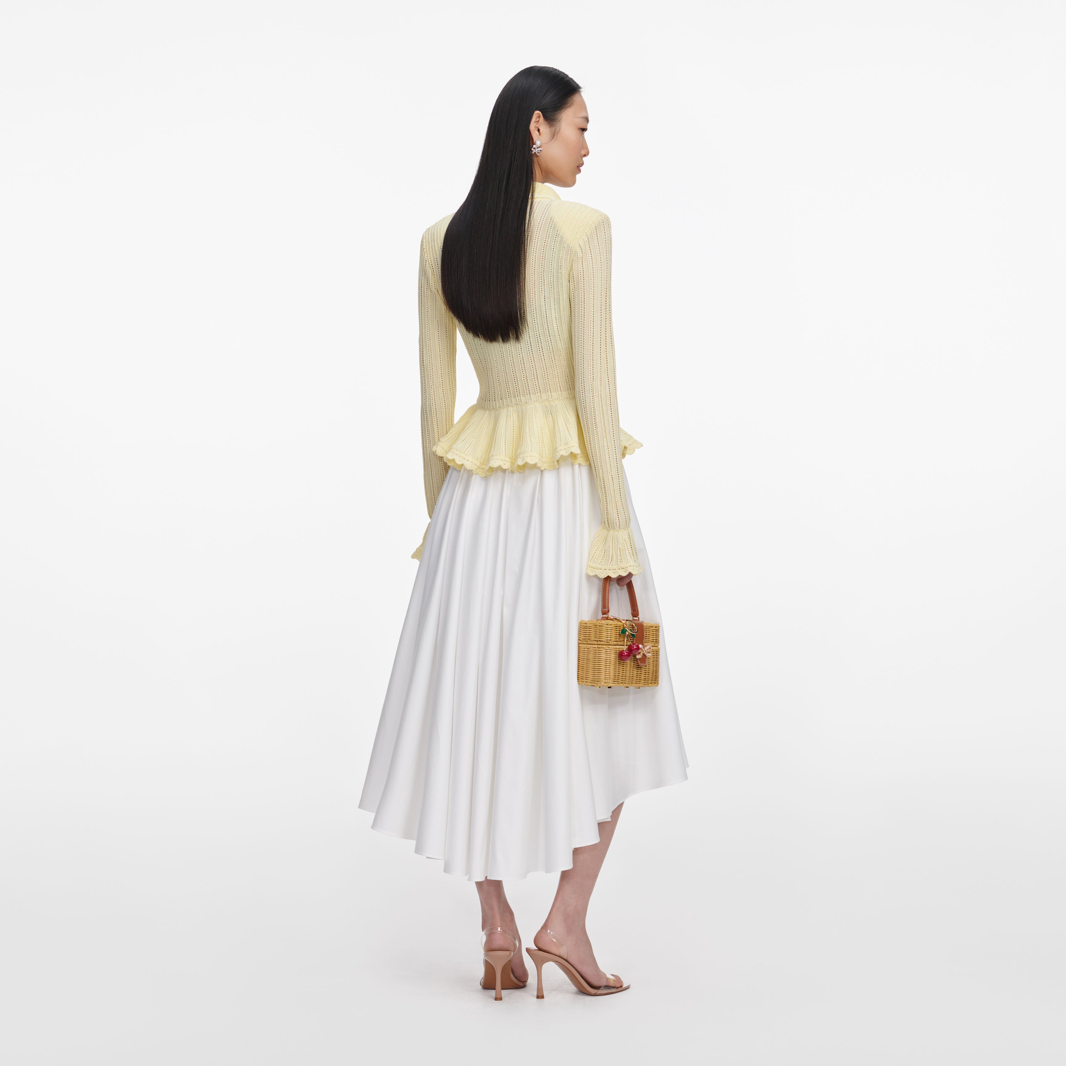 Self Portrait Yellow Pointelle Cardigan Strickjacke Gelb