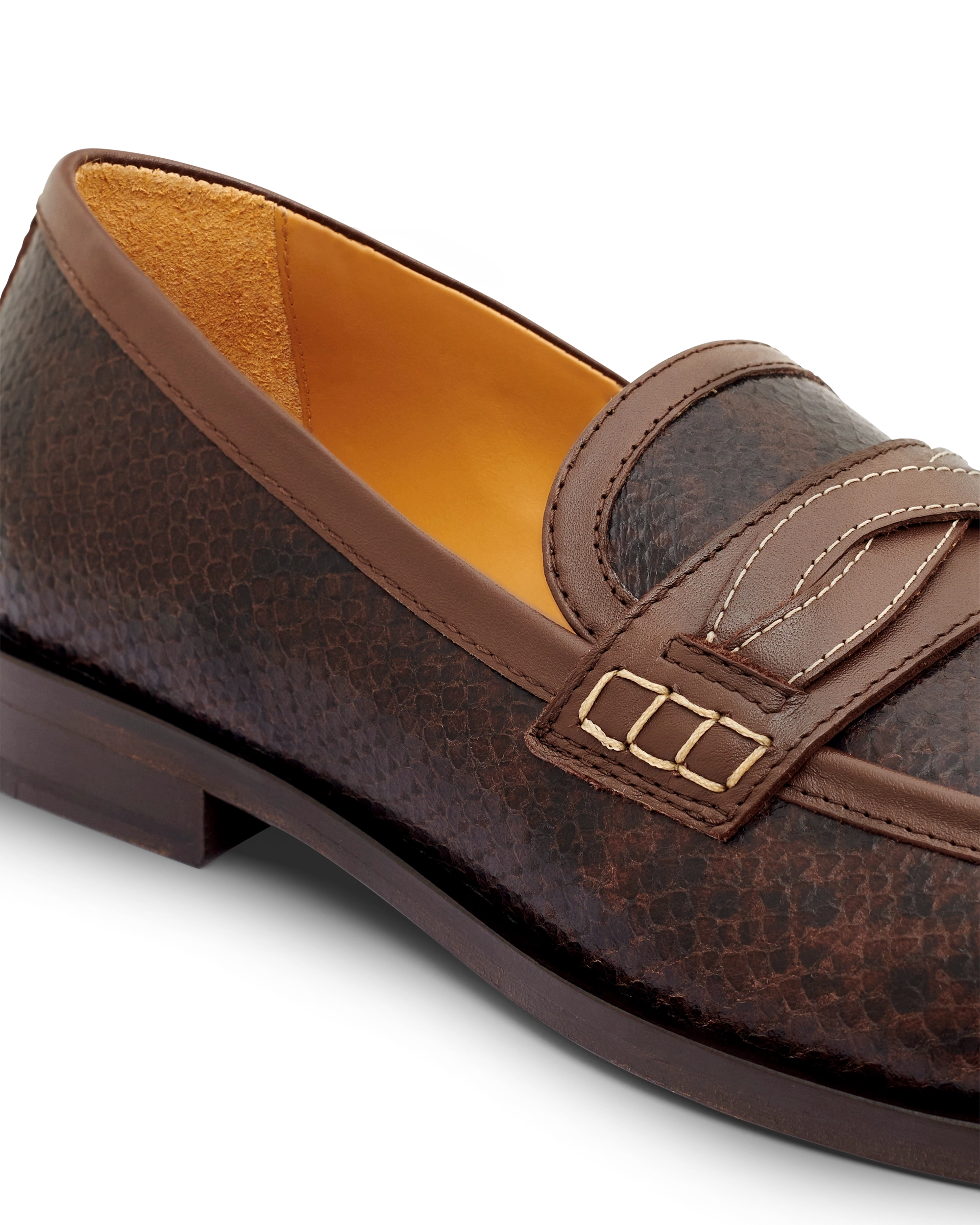 Drôle De Monsieur Mocassin Tresse Loafer Dunkelbraun Kroko Leder