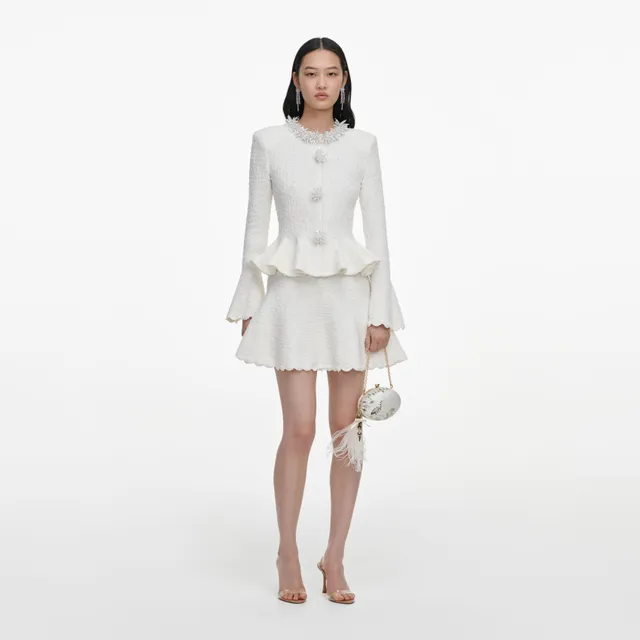 Self Portrait Dresses White Knit Minikleid Weiß Strick