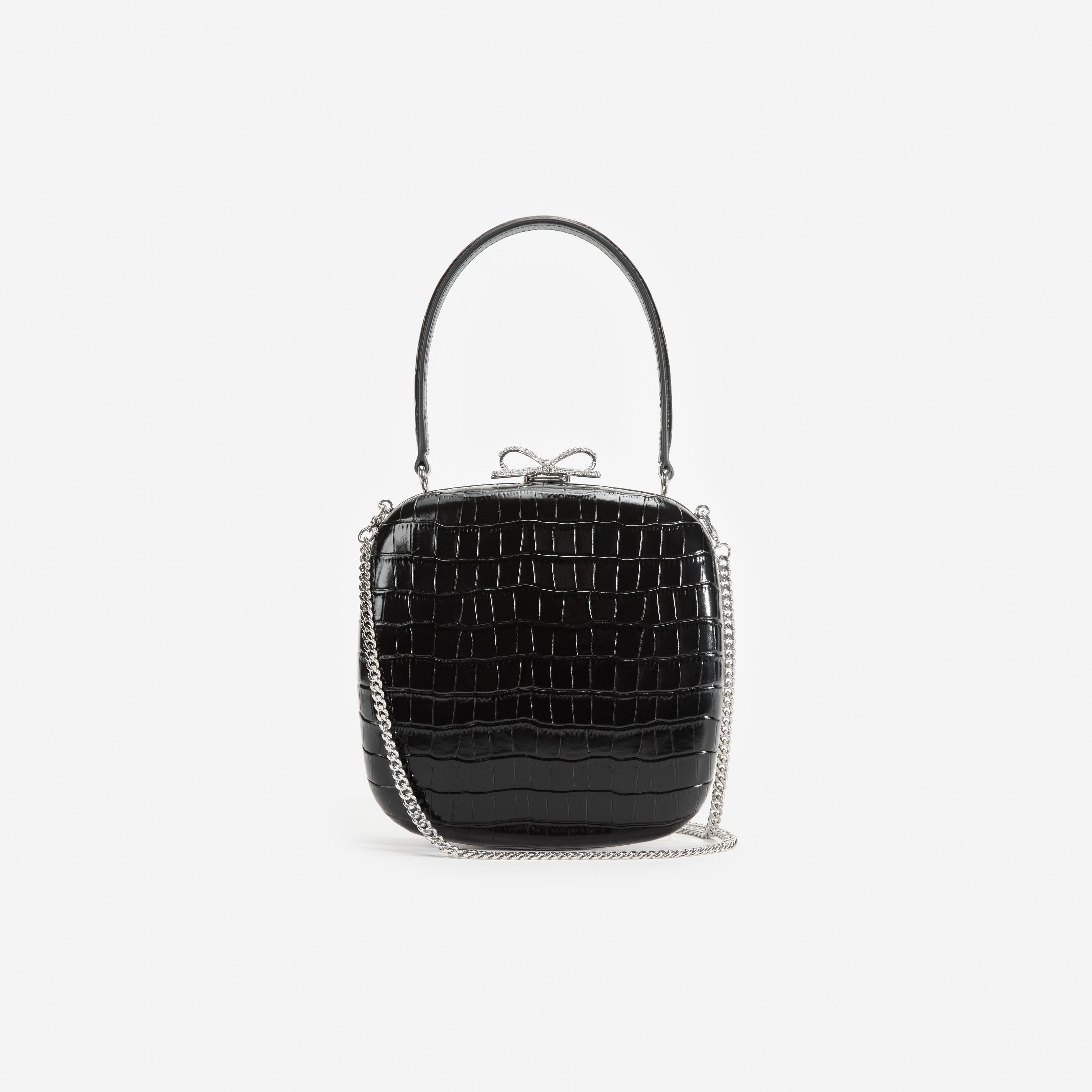 Self-Portrait Black Croc Mini Tasche Leder schwarz