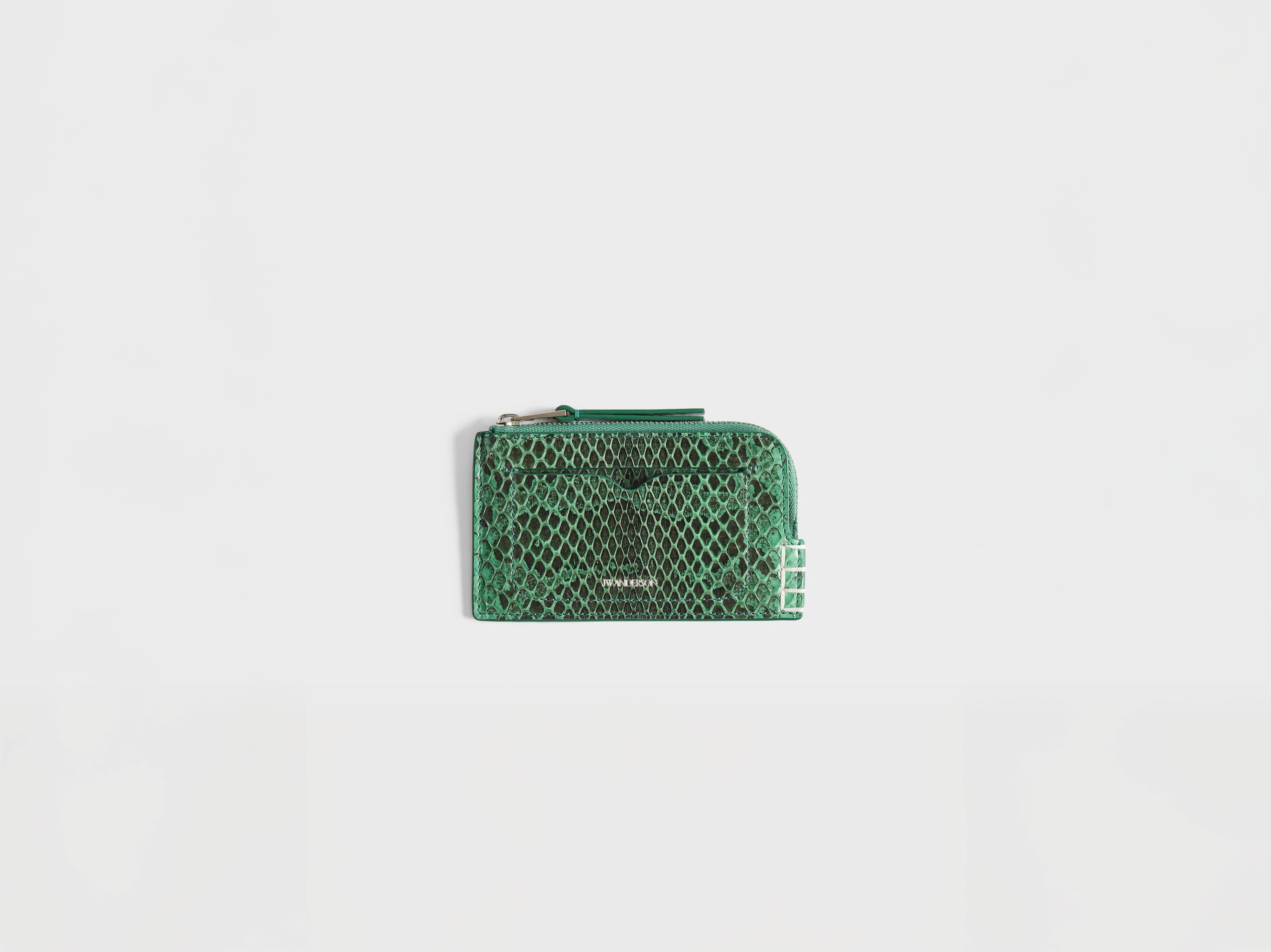 J.W.Anderson Loafer Zip Wallet Pine Green Leder Schlangenoptik