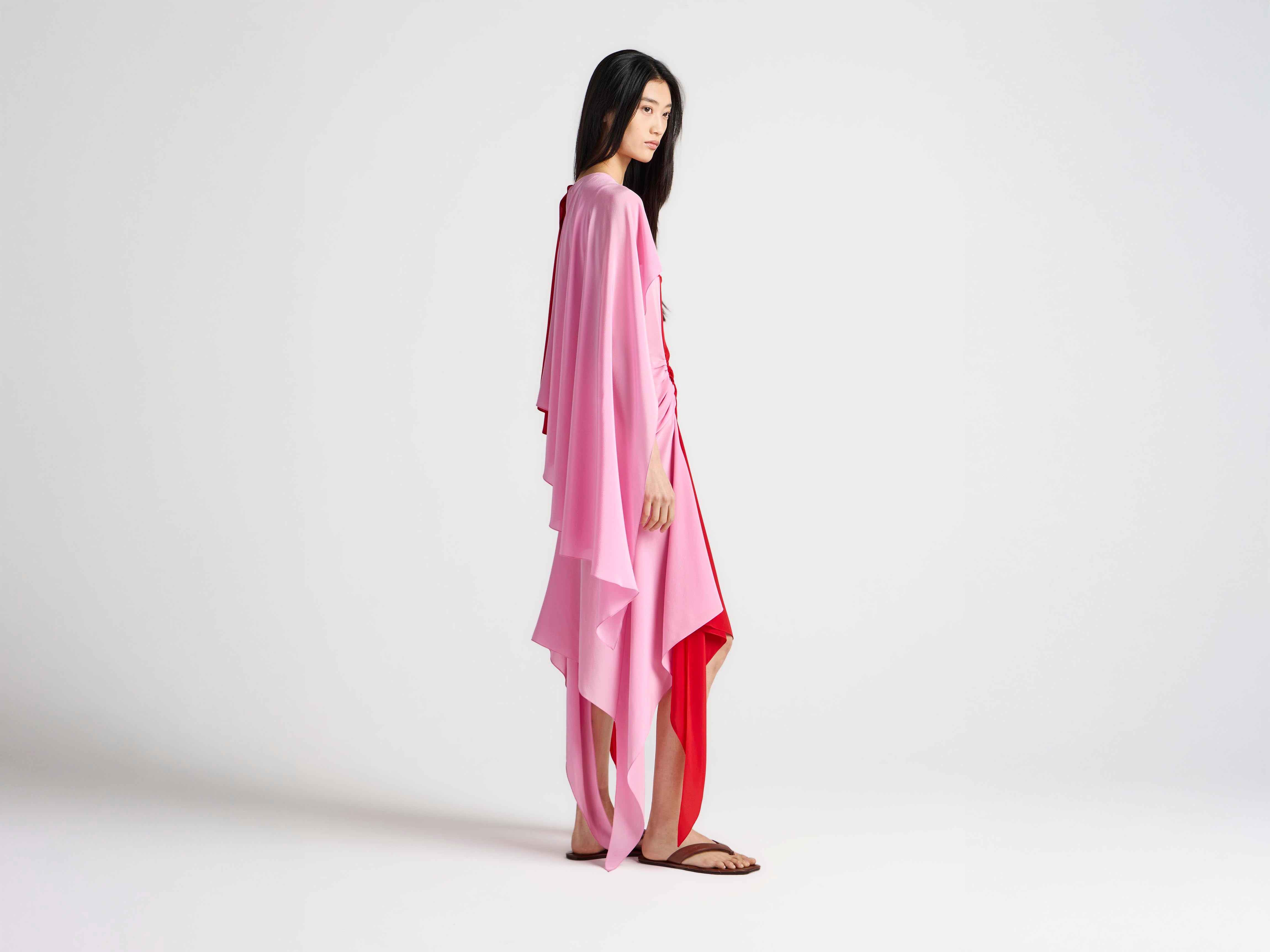 J.W. Anderson Cape Seidenkleid Rot Pink Damen