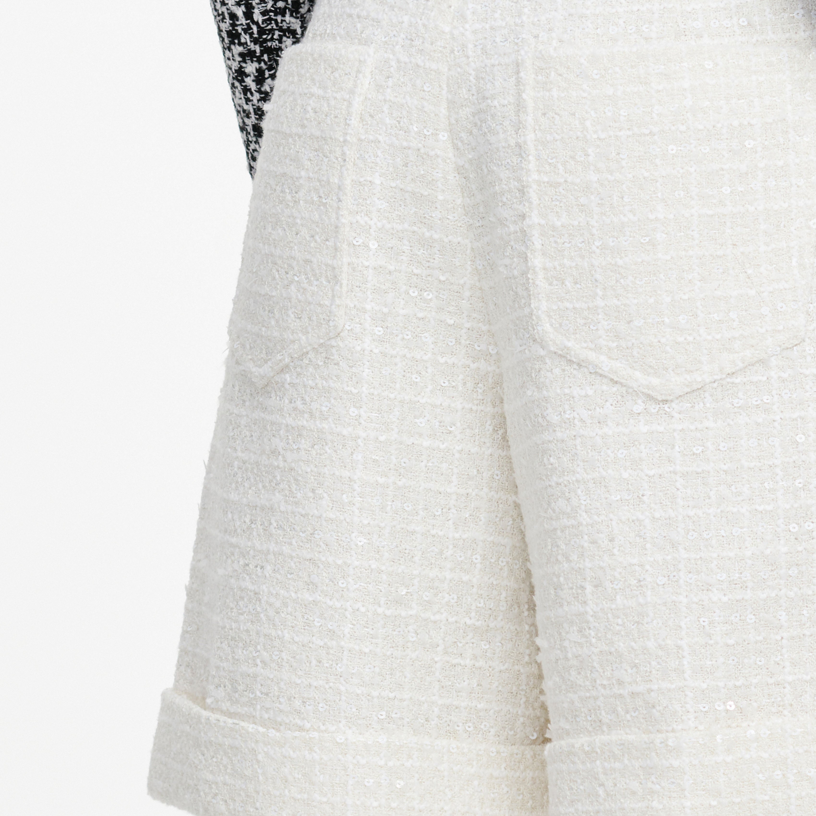 Self Portrait Cream Sequin Boucle Shorts Creme UK 6