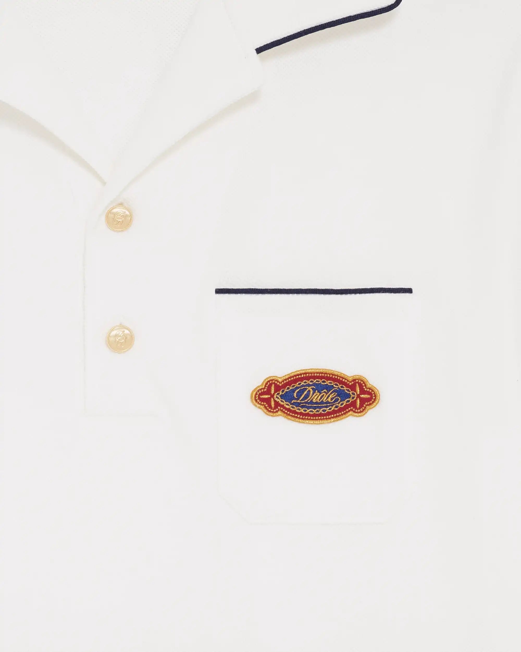 Drôle De Monsieur Polo Drôle Patch Polohemd Off-White Baumwolle